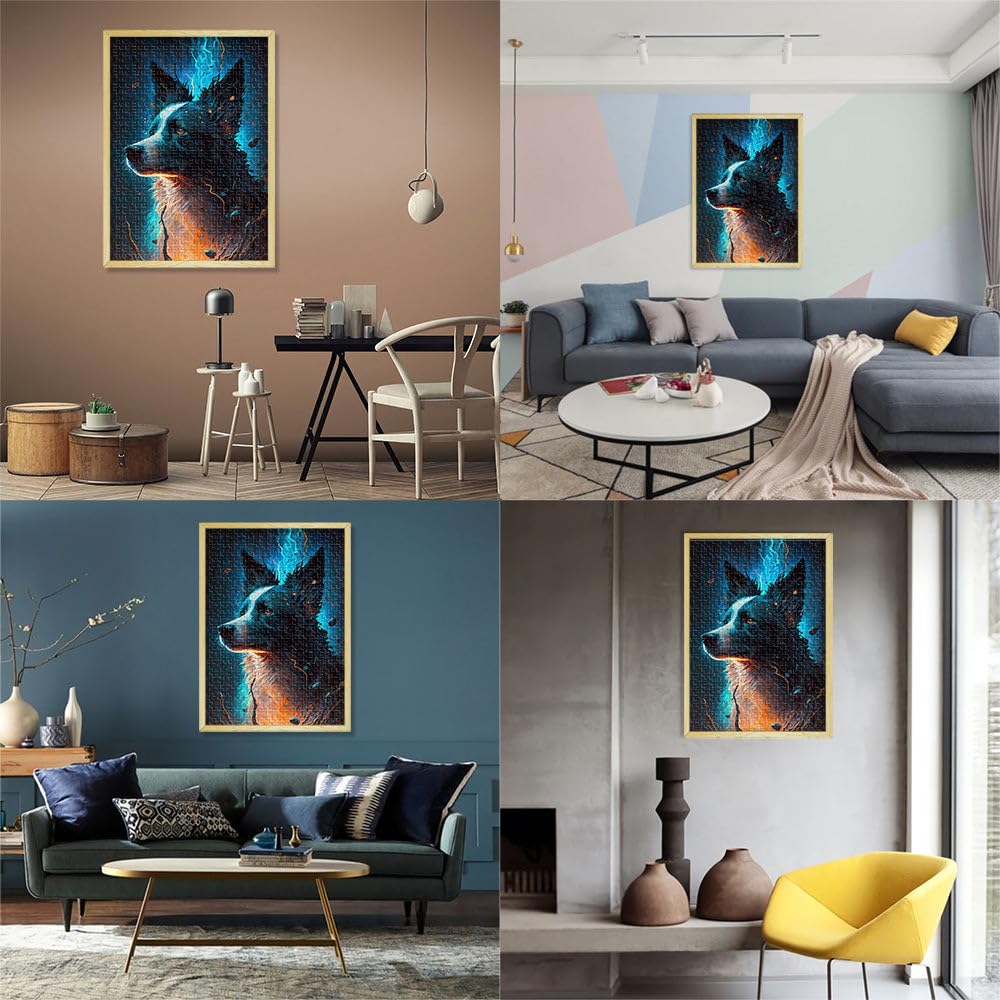 Chien Border Collie Puzzles pour Adultes 2000 pièces Jouets à Faire soi-même avec des pièces de Formes aléatoires entièrement imbriquées 70x100cm