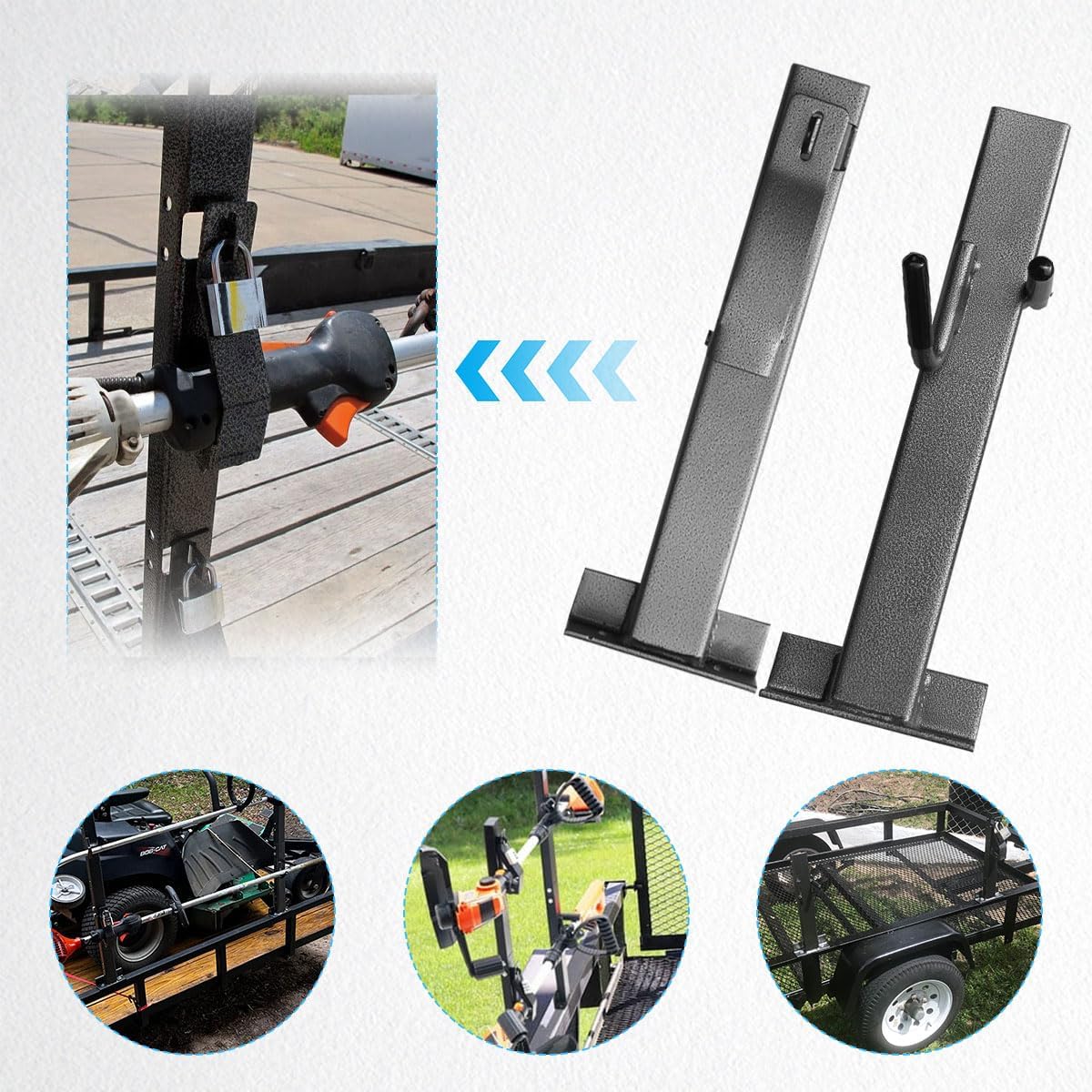 2 Place Locking Trimmer Rack Trim line Holder Fit for Open Landscape Trailers Racks Outdoor Equipment Storage Solutions