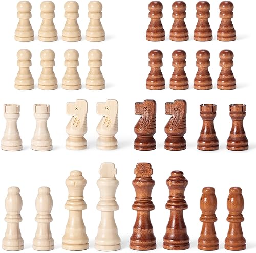Miniatura 3 de Solo piezas de ajedrez de madera, 32 piezas de ajedrez de madera Staunton con rey de 3.15 pulgadas, peones de juego de ajedrez para juego de mesa de