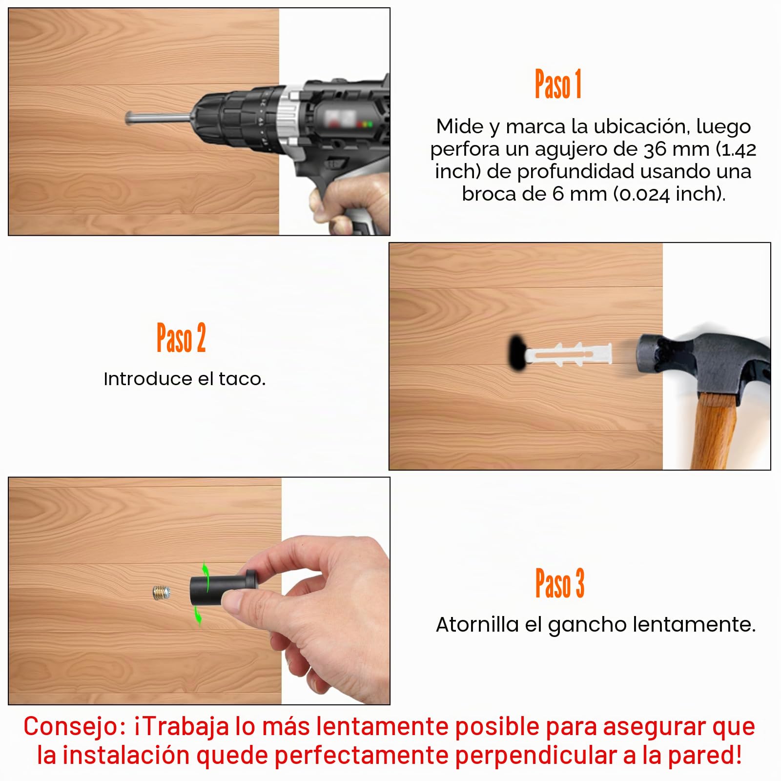 6 Piezas Gancho Pared Negro Círculo Colgador Toalla Baño, Percha Baño Acero Inoxidable 36mm, Colgador Pared Tornillo Perchas Cuelga Toallas Baño Ganchos para Abrigo Bata, Gancho Ropa con Tornillos
