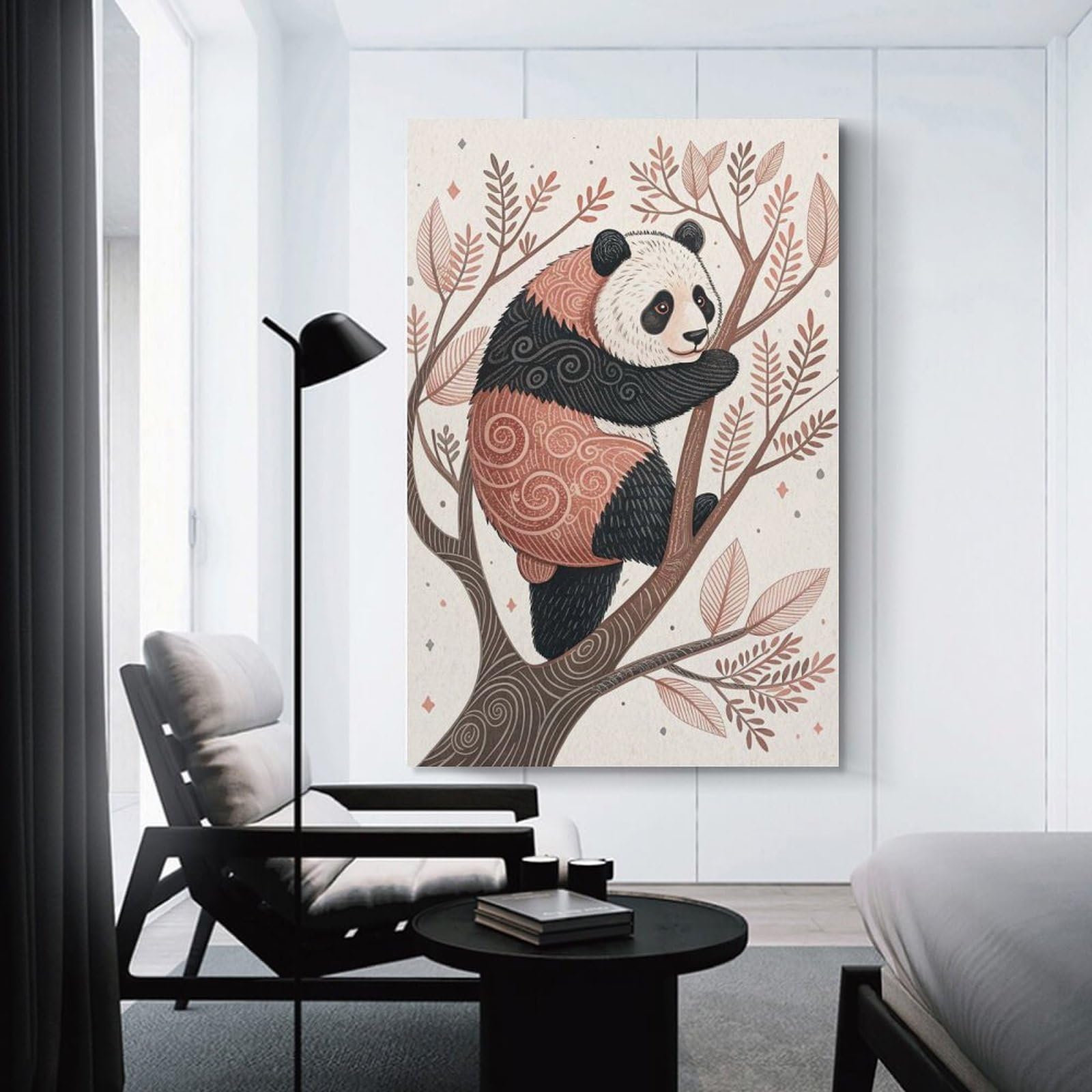 Junmoney Wall Art Print Panda in A Tree, 24x36inch(60x90cm), for Contemporary Homes, Apartments Or Offices, An Easy Choice for New Home Styling