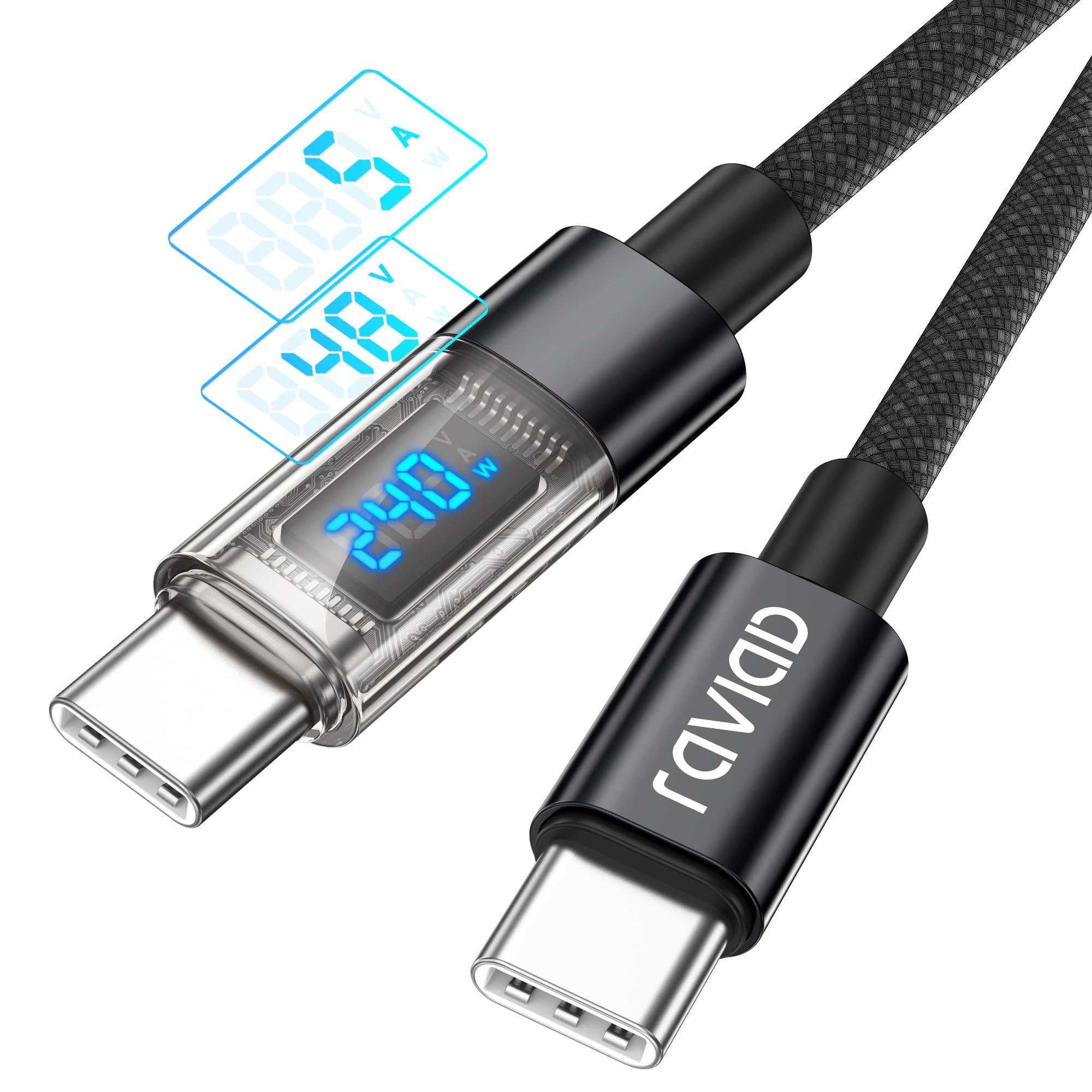 RAVIAD Cavo USB C USB C 240W 1M Cavo USB Type-C PD3.1 5A Ricarica Rapida QC3.0 Nylon Cavo Tipo C Caricabatterie Cellulare per iPhone 16 15 Pro Max Samsung S24 Ultra iPad Pro MacBook Pixel 7 Pro ECC