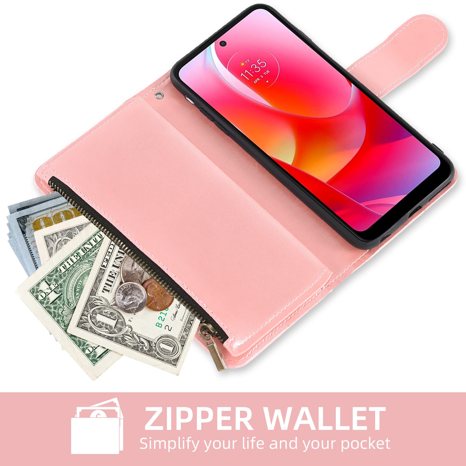 TOUCASA Cover per Motorola Moto G22 4G/E32S, Custodia Portafoglio Cover a Libro in Pelle Flip Case con TPU Silicone Bumper, Magnetica, Porta Carte