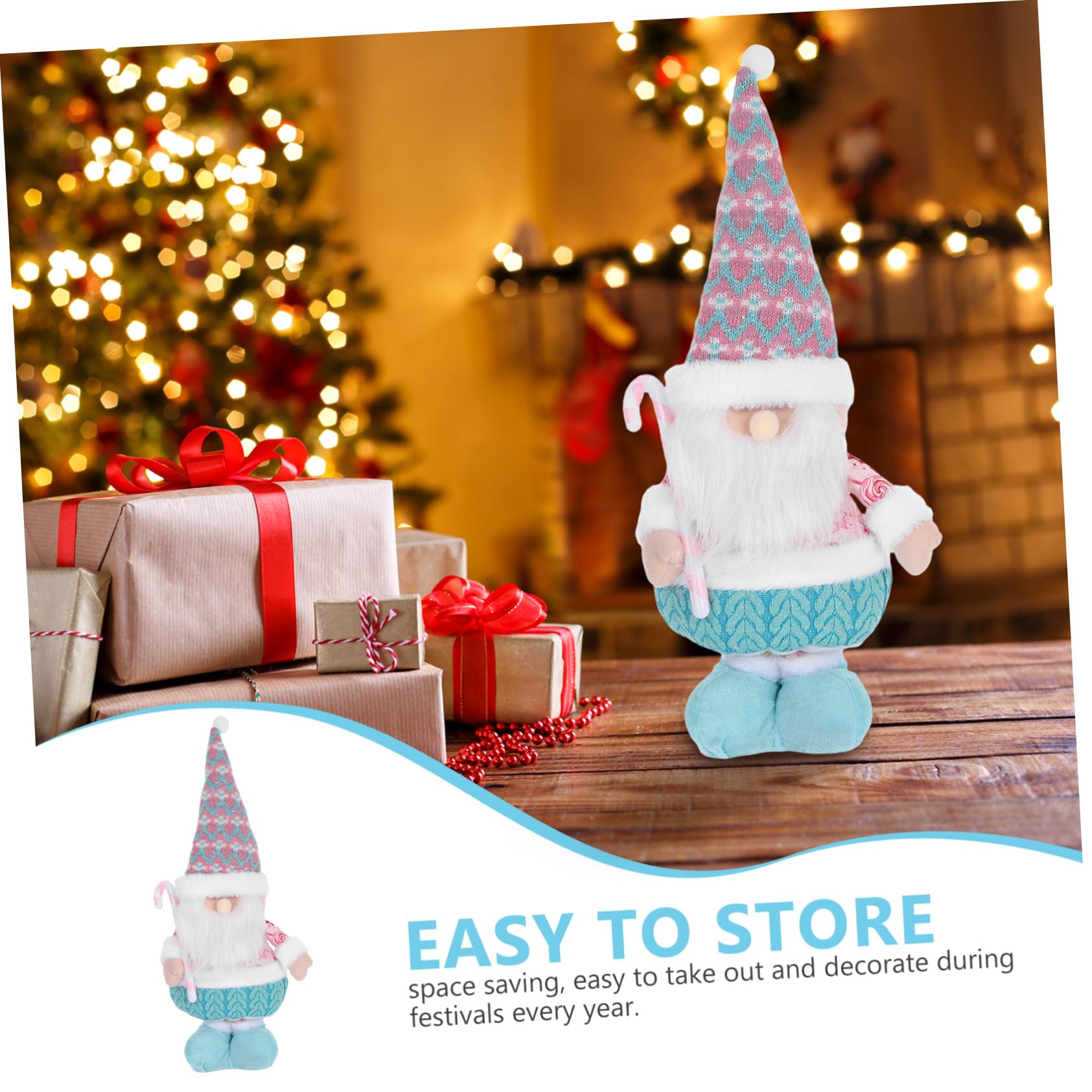 Figura Babbo Natale Telescopica con Gambe Regolabili Statuina Natalizia per Decorazioni Tavolo e Feste di Natale Estensibile per Casa e Ufficio
