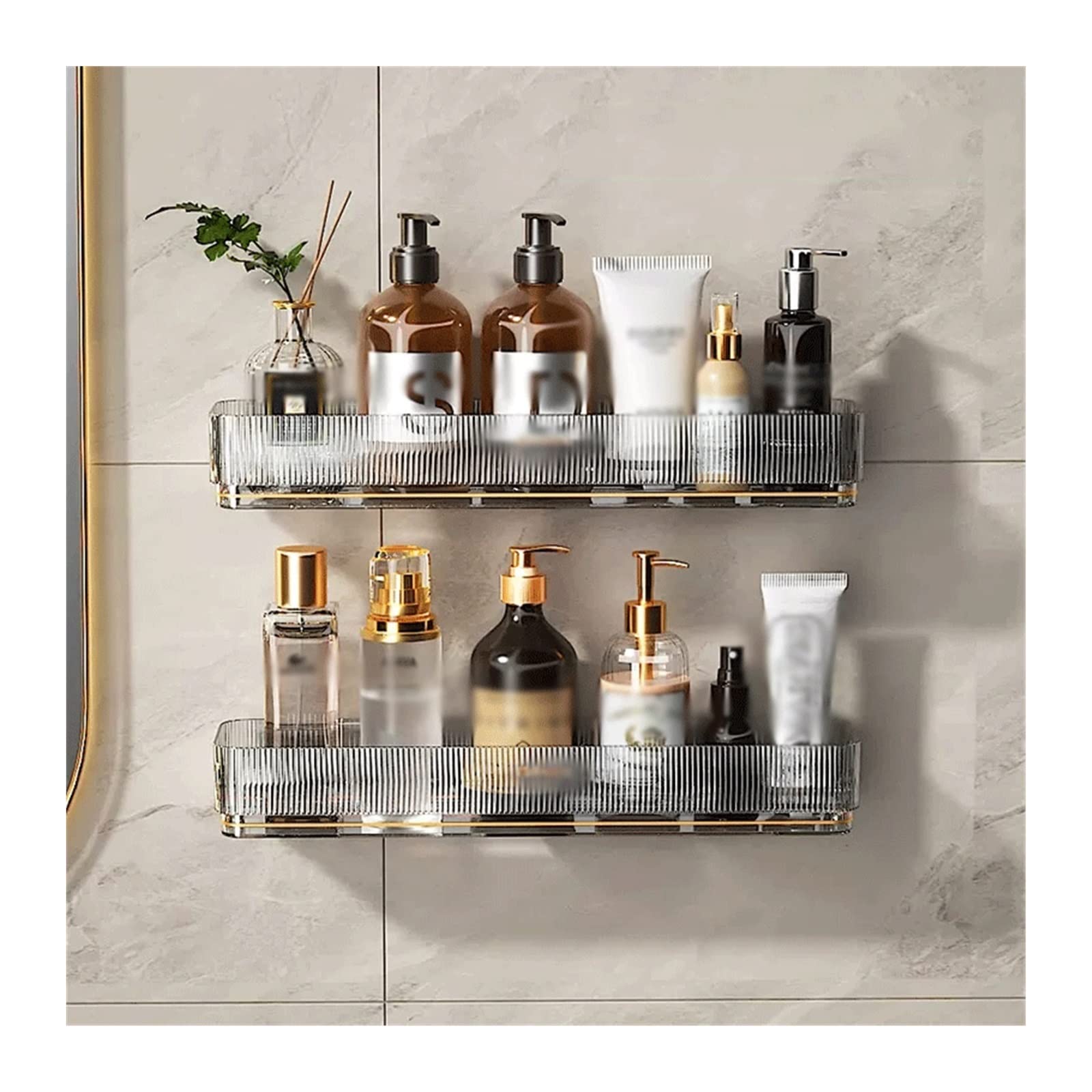 SDGBCXD bathroom shelves, Non-Perforated Toiletries Storage Rack for Bathroom, Green Color, Simple Design, Space-Saving Solution(Clear)