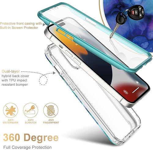 Miniatura 2 de Esdot Funda para iPhone 15 con protector de pantalla integrado, funda duradera con diseños de moda para mujeres y niñas, elegante funda protectora