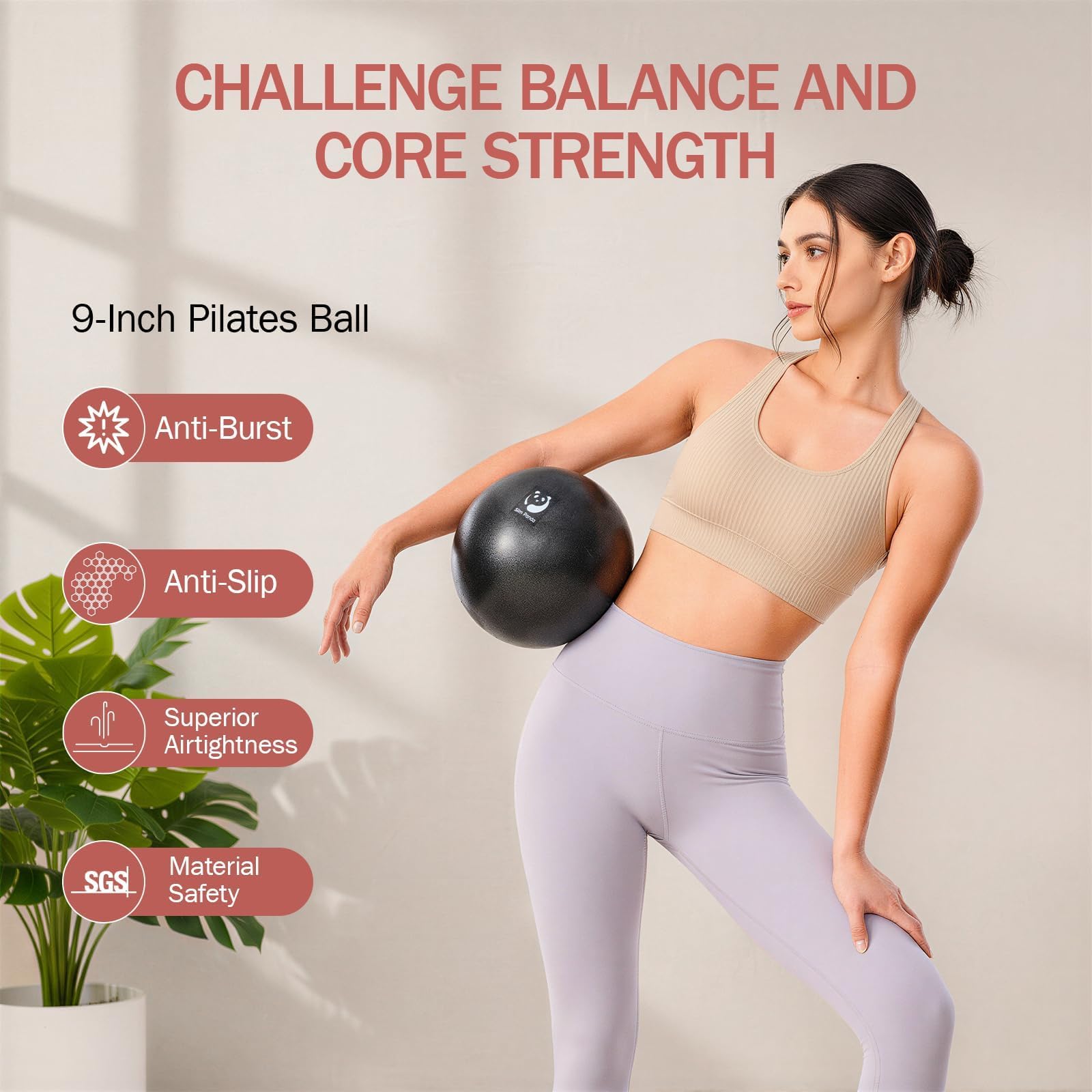 Slim Panda Pilates-Ring-Set, 35cm/14 Durchmesser, robuster Ring mit gepolsterten Griffen, inklusive Pilatesball, Widerstandsbändern, Anleitung und Tragetasche