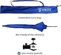 Vista 5 de AMMSUN Paraguas para silla XL con abrazadera universal ajustable de 47 pulgadas y giratorio de 360 grados UPF 50+, abrazadera portátil para silla