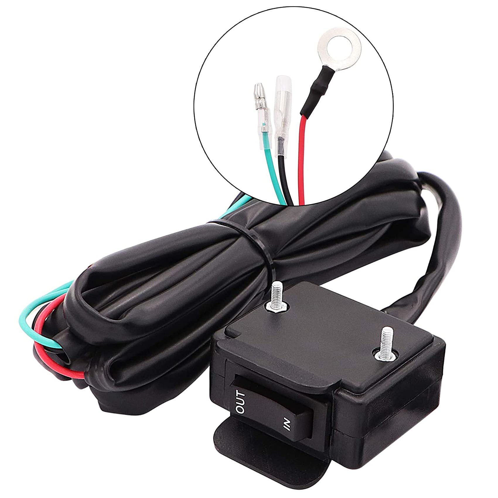 12V Interrupteur au Pouce à Bascule de Treuil avec Support de de Ligne de Commande de Guidon pour Accessoires de Treuil éLectrique ATV UTV