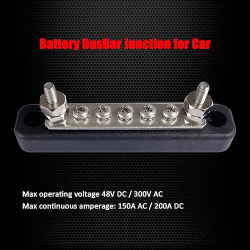 Miniatura 2 de Ampper - Barra de bus de 5 terminales, bloque de distribución de tierra de 4.2 pulgadas, conexión de barra de conexión de batería de latón para