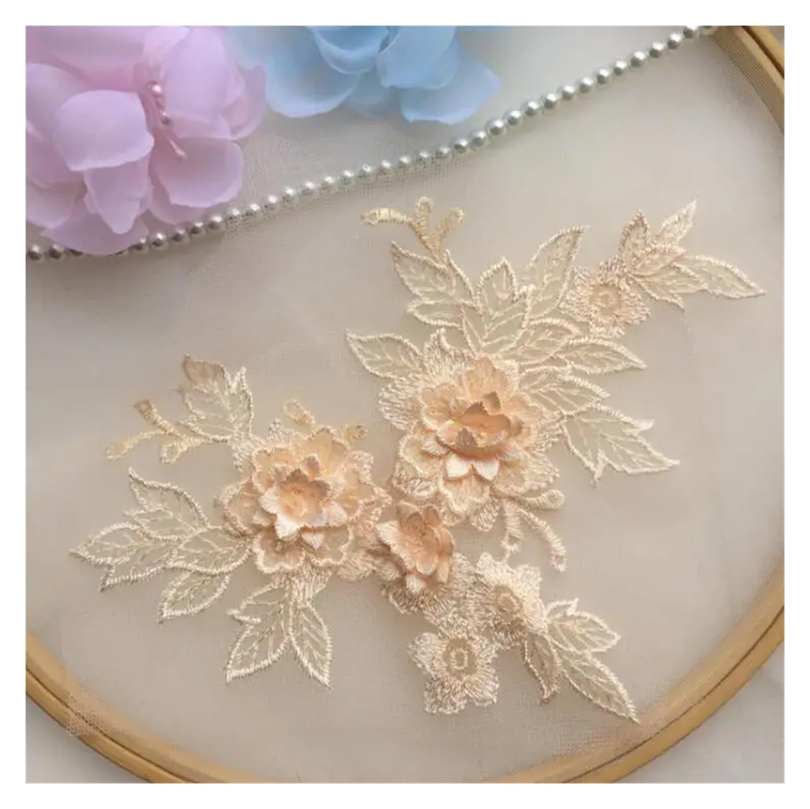 Applique dentelle 3D brodée pour masquer un trou sur vêtement et sac fatigué