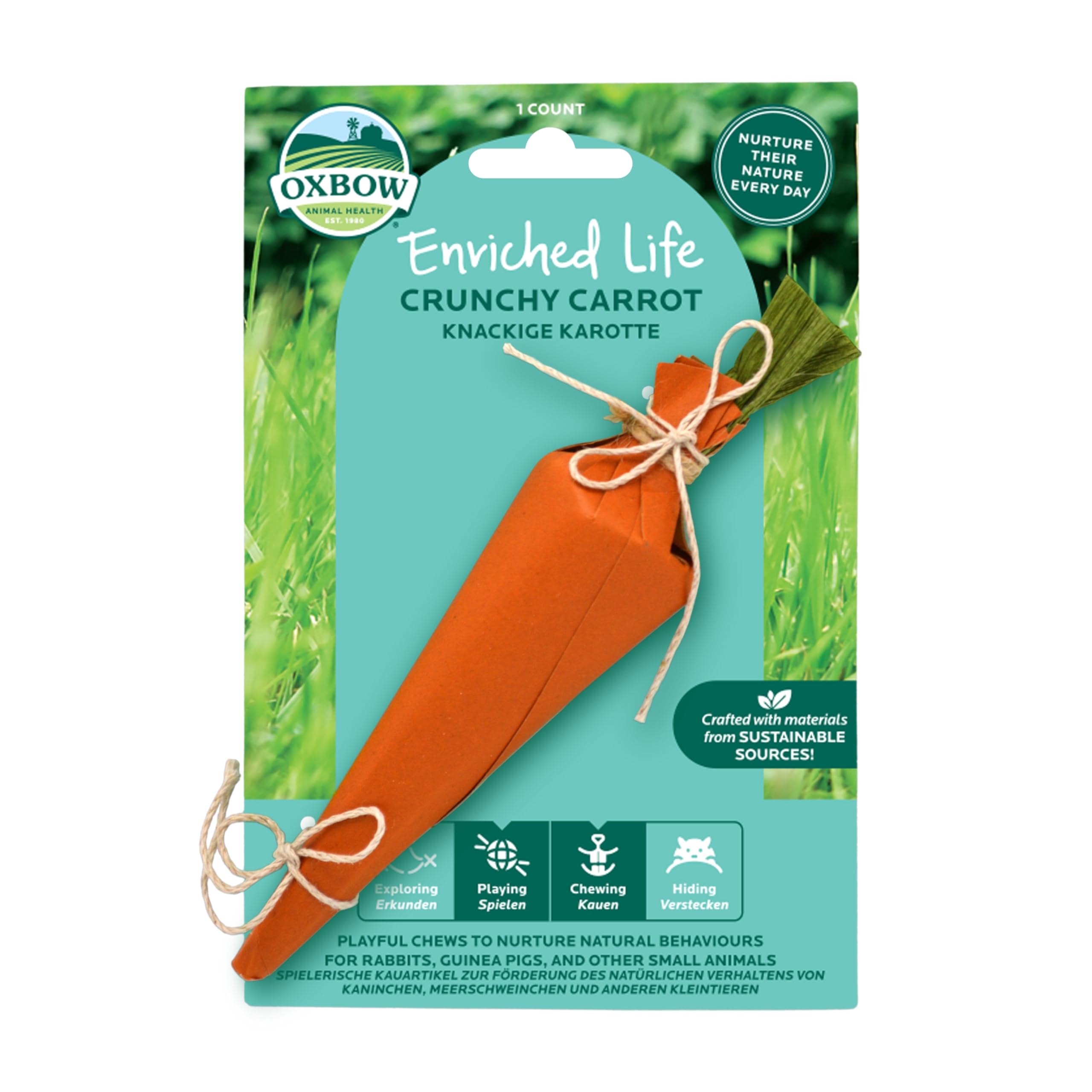 Oxbow Enriched Life Carota Croccante - Giocattoli per Conigli, Porcellini d'India, Criceti, Ratti