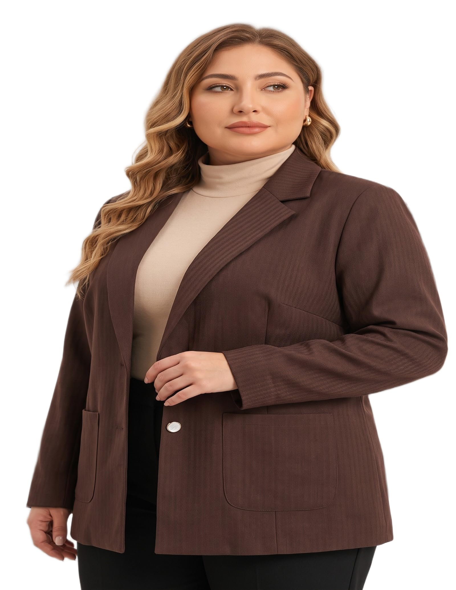 Women's Weekday Blazer Jacket – Brown Tone, Fitted Waist, Pocket Detailing-image-16