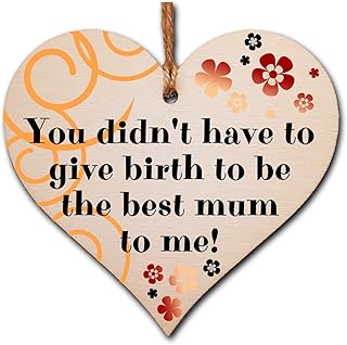 Handmade Wooden Hanging Heart Plaque Mother's Day Gift perfect for adopted just like a mum inspirational special keepsake You didn't have to give birth to be my mum non-birth mum card alternative