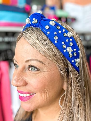 Miniatura 9 de ZOLEAROPY Diadema anudada con perlas para mujer, diadema de perlas blancas con diamantes de imitación, diadema a la moda, novia, bohemio, nudo