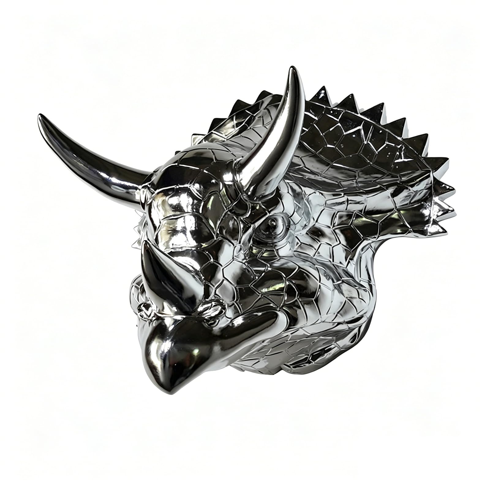 YXCQHZM Triceratops montowana na ścianie - platerowana głowa dinozaura wisząca dekoracja ścienna rzeźba tablica figurka - realistyczna replika krainy przed czasem dinozaury epoka lodowcowa
