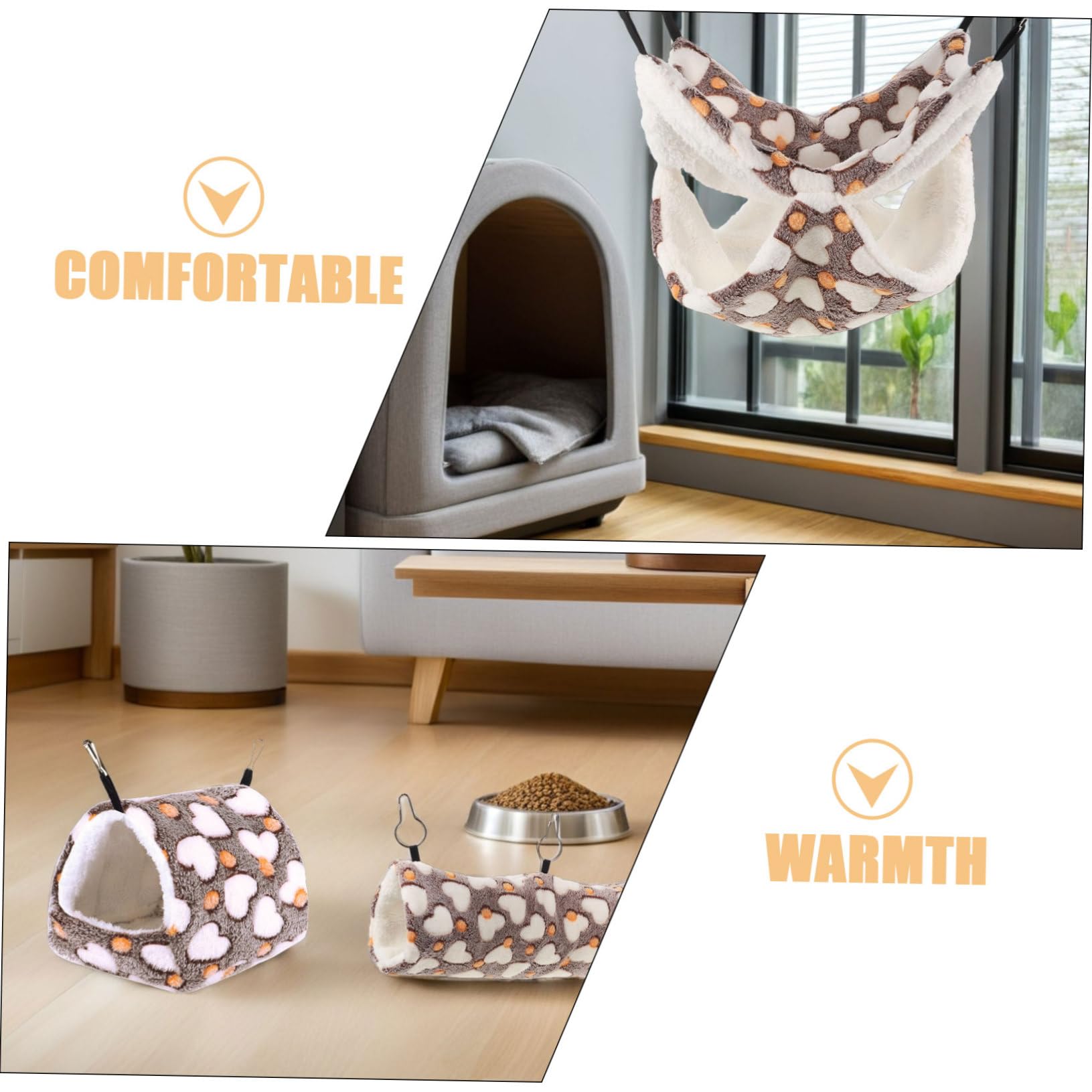 Toddmomy 3pezzi Cuccia Per Criceti Capanna Calda Per Piccoli Animali Tunnel Per Topi Accessori Per Gabbia Per Furetti e Cincillà
