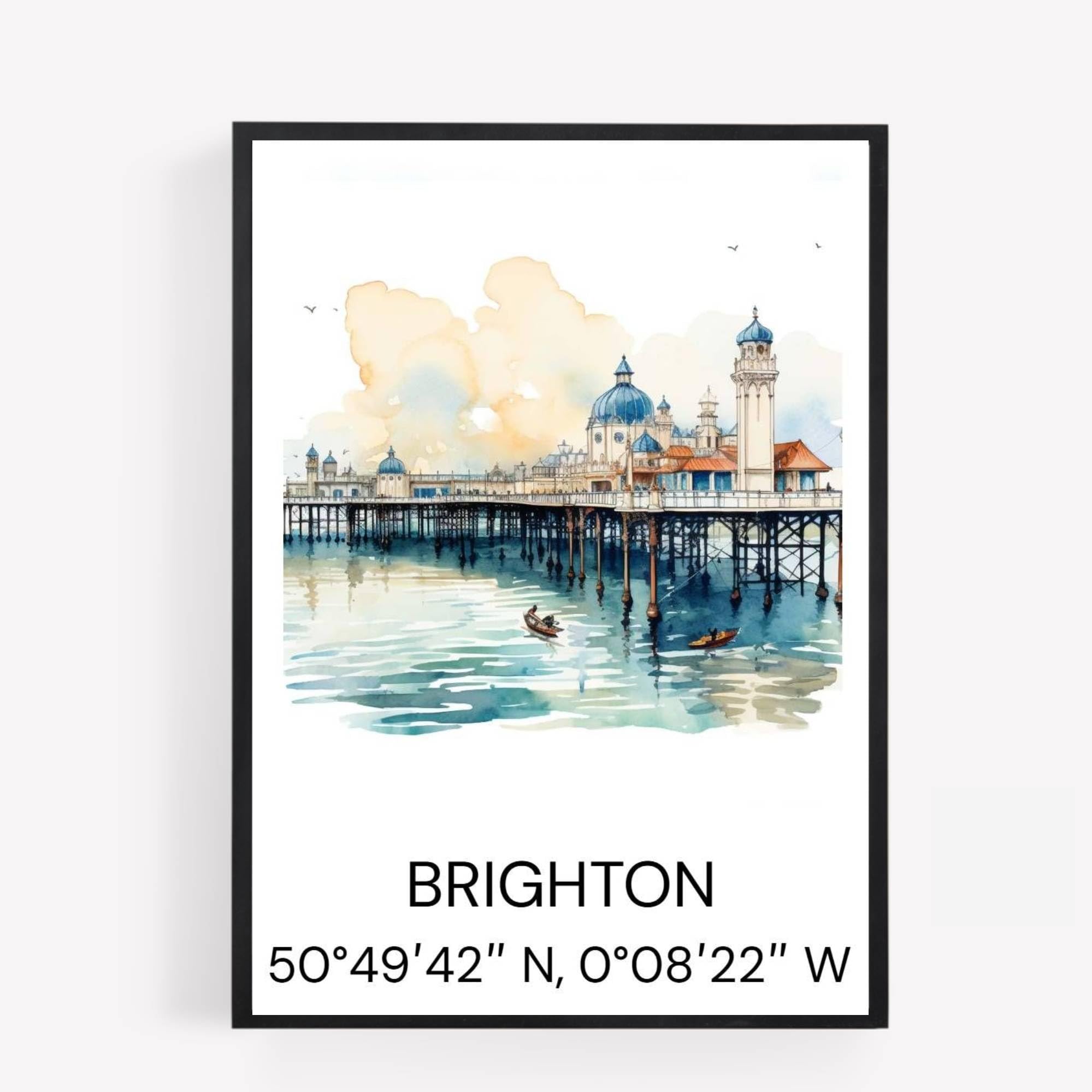 gfc brighton Cityscape Skyline Map Print Picture Poster Gift A4 UNFRAMED 1 wall art Home decor Decorating landmarks