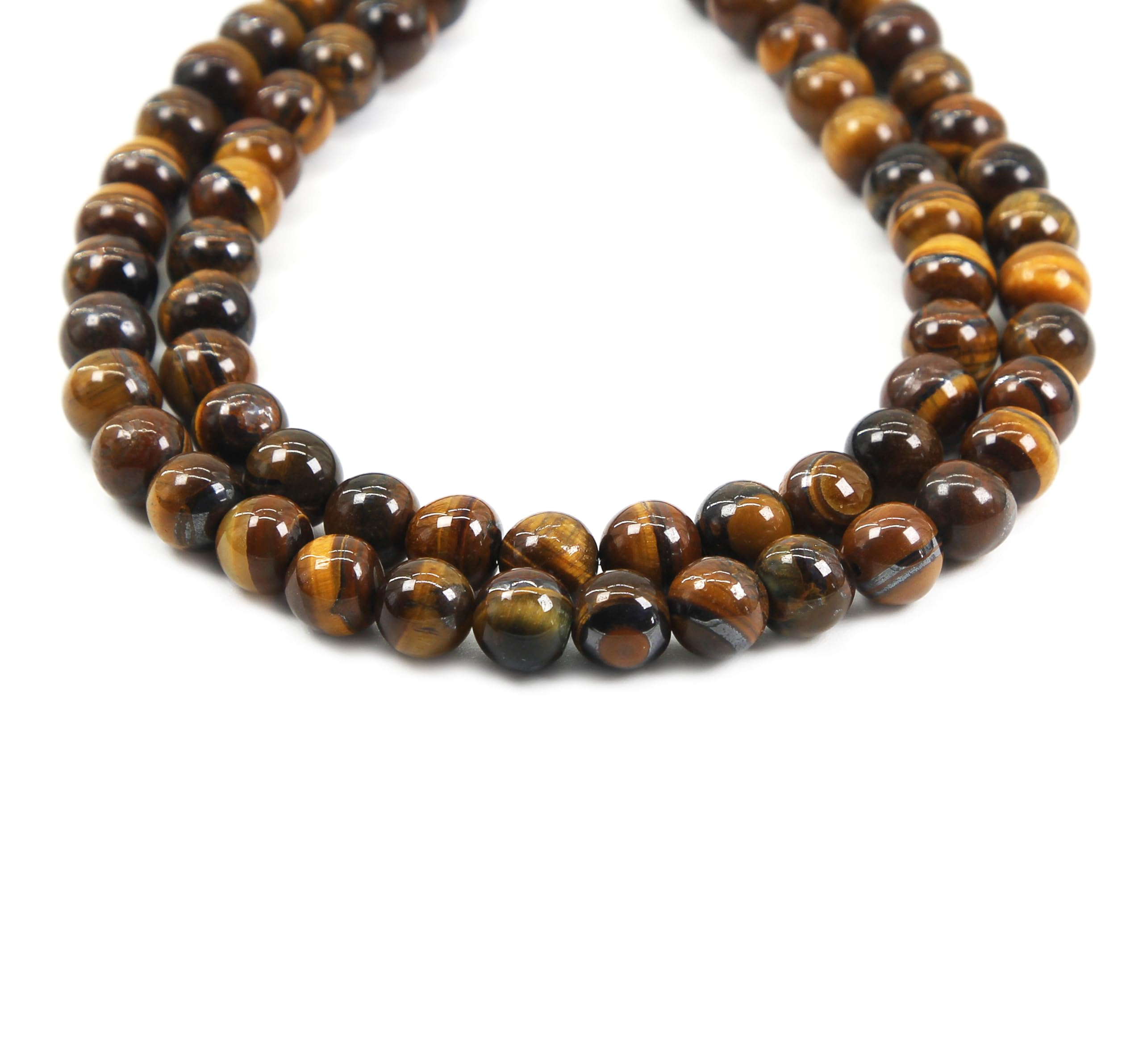 Qiwan 35PCS 10mm Yellow Tiger Eye A Grade Gemstone Loose Beads Natural Round Crystal Energy Stone Healing Power for Jewelry Making 1 Strand 15" 2