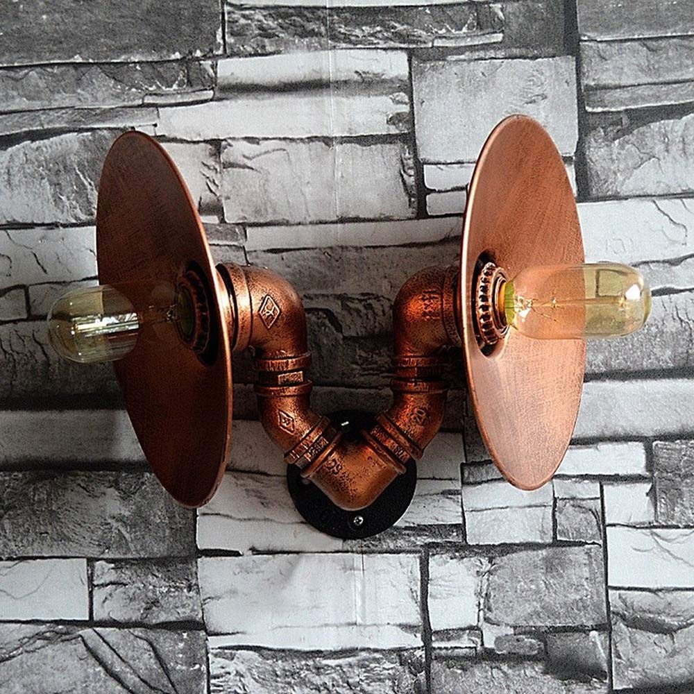 Lámpara de Pared de 2 Luces Lámpara de Pared de Tubo de Hierro Forjado Vintage Loft Industrial Restaurante Creativo Personalizado Bar Sótano Escalera Pasillo E27 Aplique de Pared Iluminación