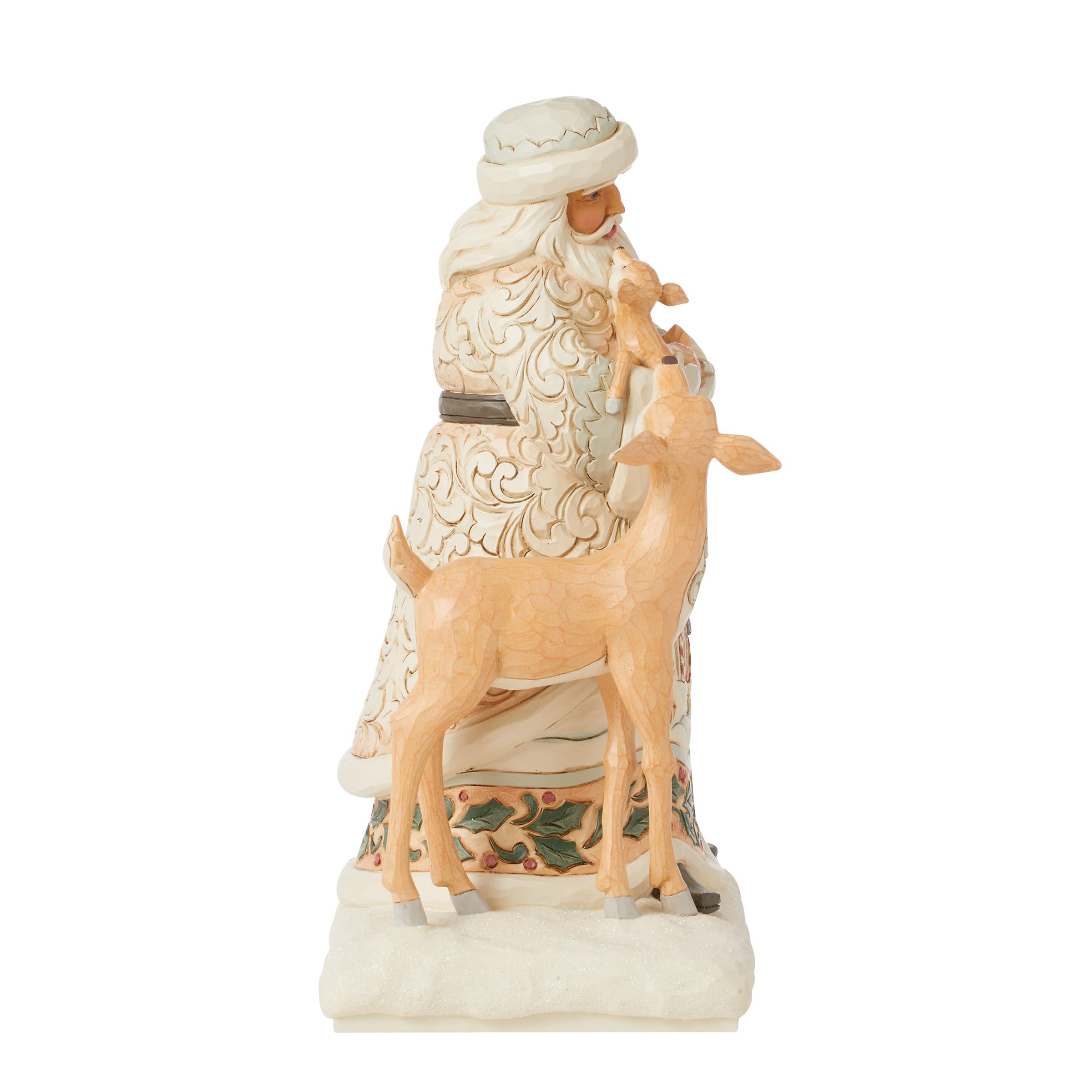 Enesco Jim Shore Heartwood Creek Figurine Père Noël tenant un faon Blanc 27 cm Multicolore