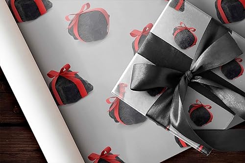 Miniatura 7 de Divertido papel de regalo de carbón grueso para envolver regalos de Navidad decoración de fiesta de Navidad para niños traviesos rollo de 12 pies x