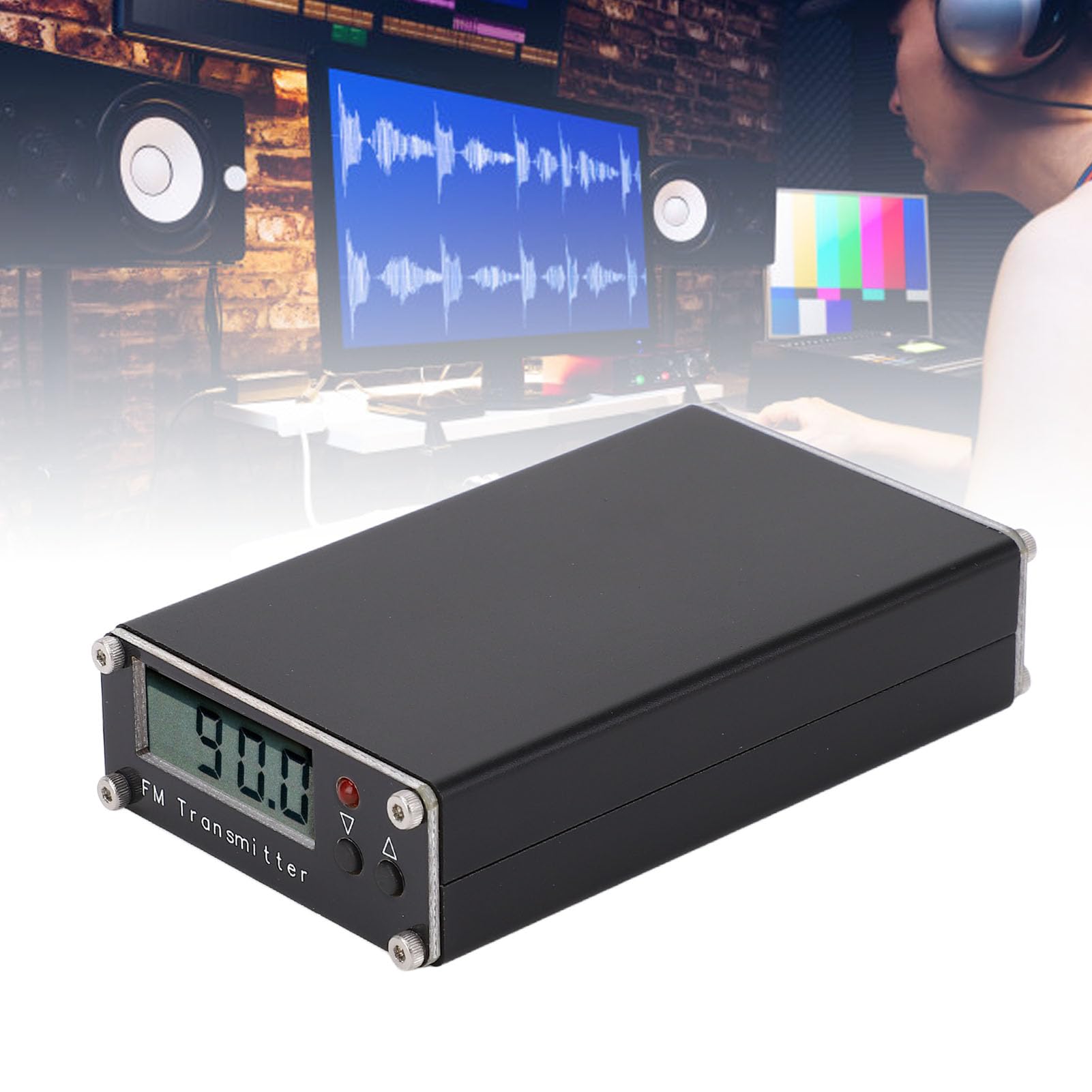 Émetteur FM, Mini Station de Radio Stéréo, émetteur de Diffusion FM, Stéréo 320 Fréquences 0,5 W, Portée de 2 Km, Réglable 76-108 MHz avec Fonction de Mémoire, pour