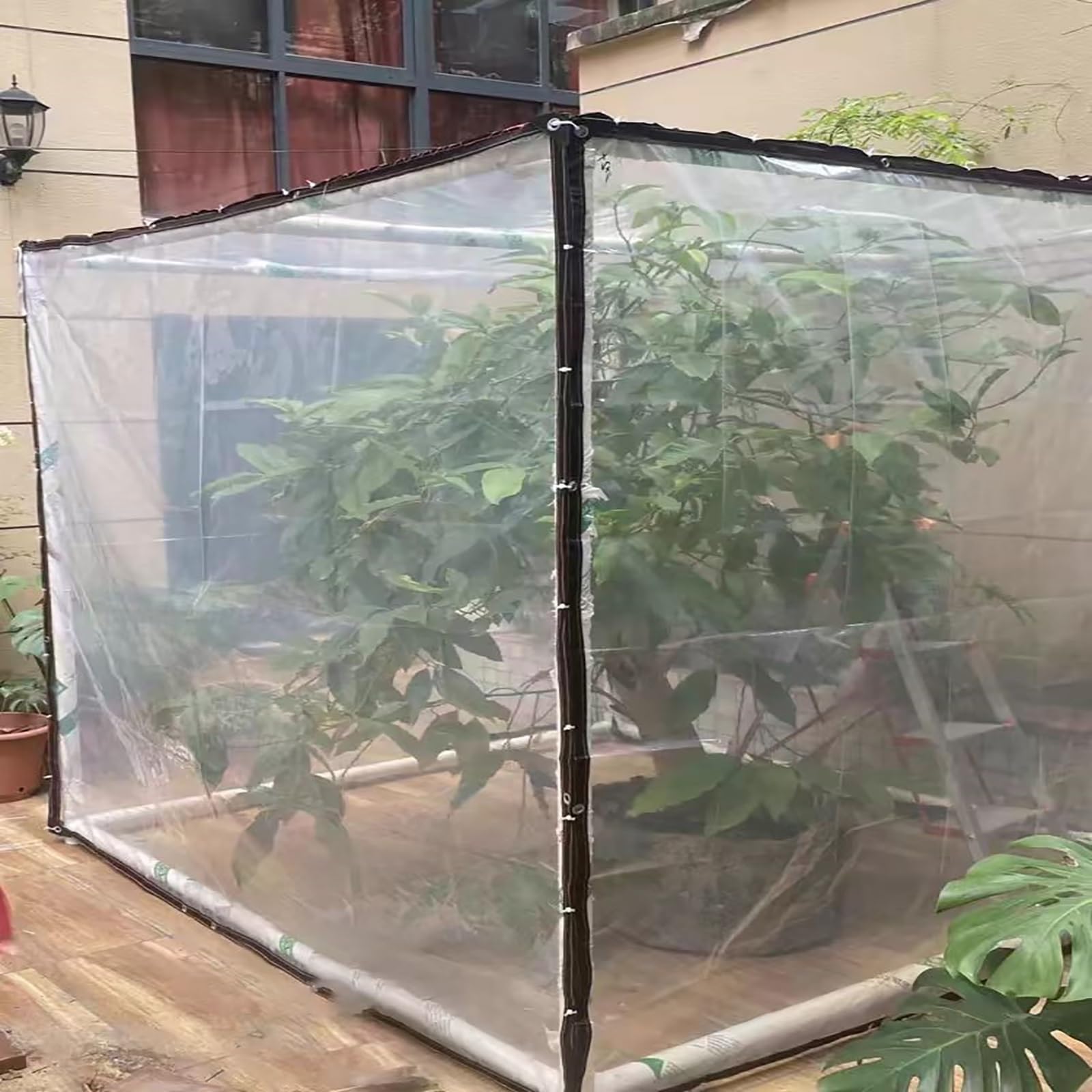 Przezroczysta wodoodporna osłona, 20 x 20 m, przezroczysta plastikowa plandeka, na kemping, patio, do ogrodzenia, kurnik, rośliny ogrodowe, super przezroczyste plandeki, 5 x 7 m