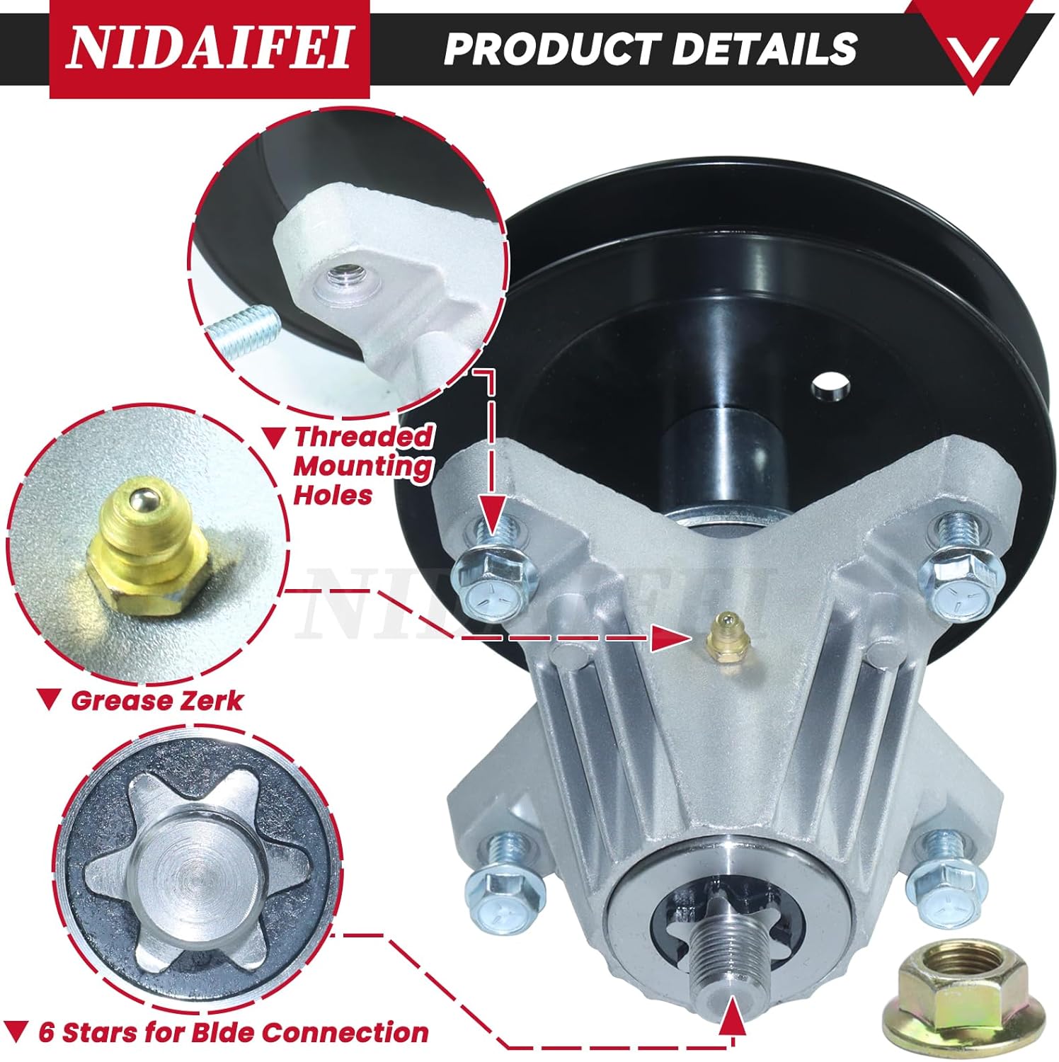 3 Pack Greased 918-06978 Spindle Assembly Replace cub cadet 918-06978 spindle assembly 54 deck rebuild kit, 618-06978 for cub cadet RZT L54 RZT SX 54 XT1 ST54 zt1 54 ZT2 54 Mustang 54 XP deck