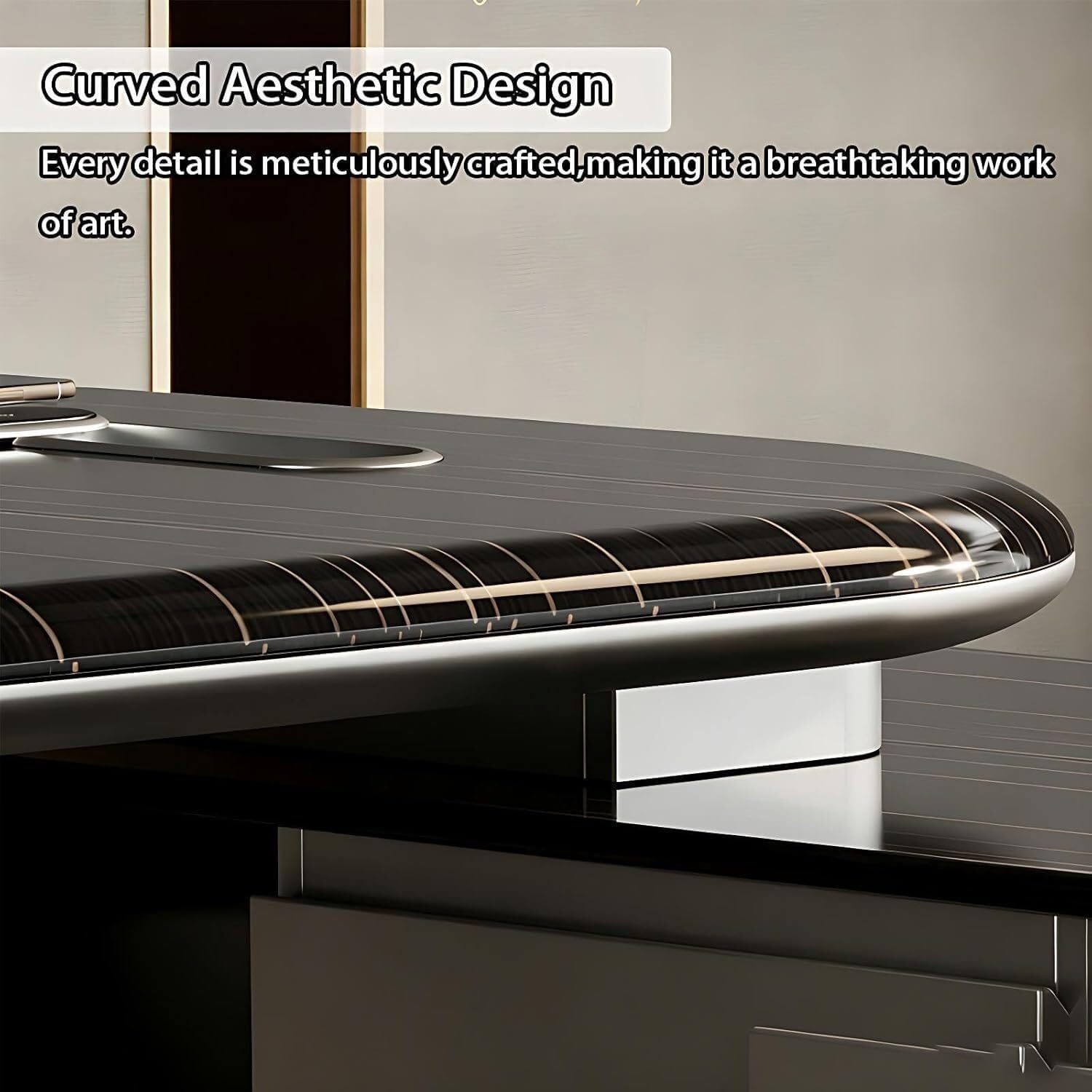 Executive L-Shaped Office Desk - Quick Assembly Premium Wood Desk with Drawers & Integrated Power Station - Scratch Resistan(Left Cabinet,92IN)