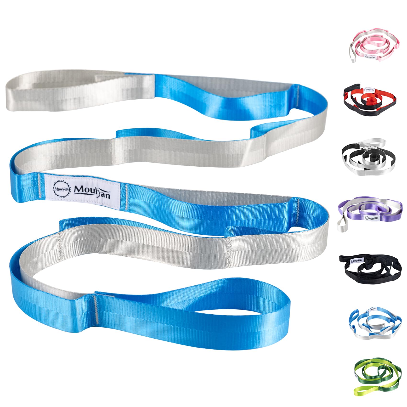Stretching Strap Yoga Strap for Physical Therapy,10 Loops Yoga Straps for Stretching,Non-Elastic Stretch Strap for Pilates, Flexibility, Exercise, Stretch Band Women Men