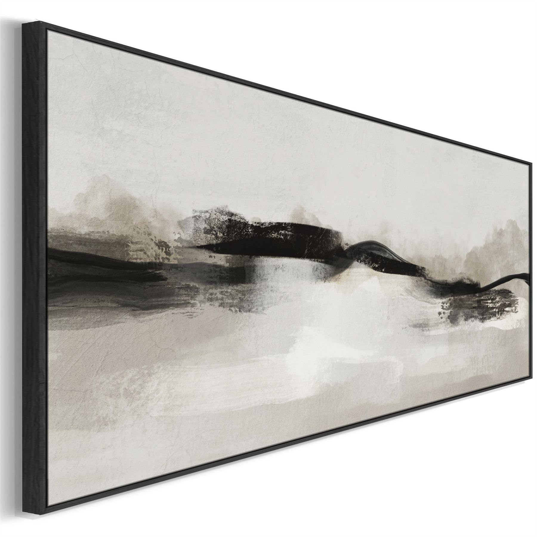 Wallfillers Neutral Greige Wide Horizontal Narrow Wall Art Modern Abstract Panoramic (143 x 52cm)