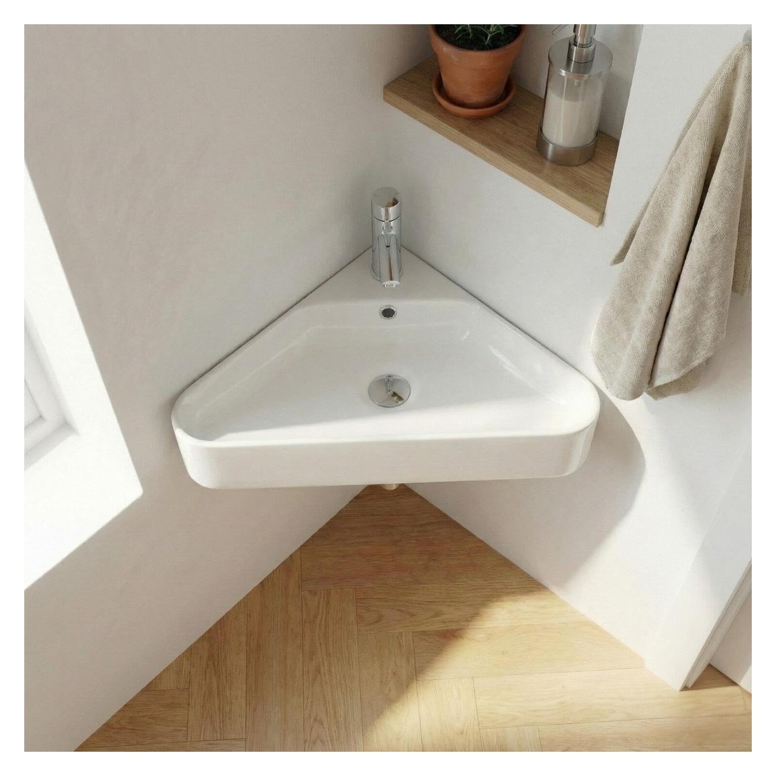 MOB-IN Lavabo angolare da appoggio in ceramica bianca 42,5 cm Margaux