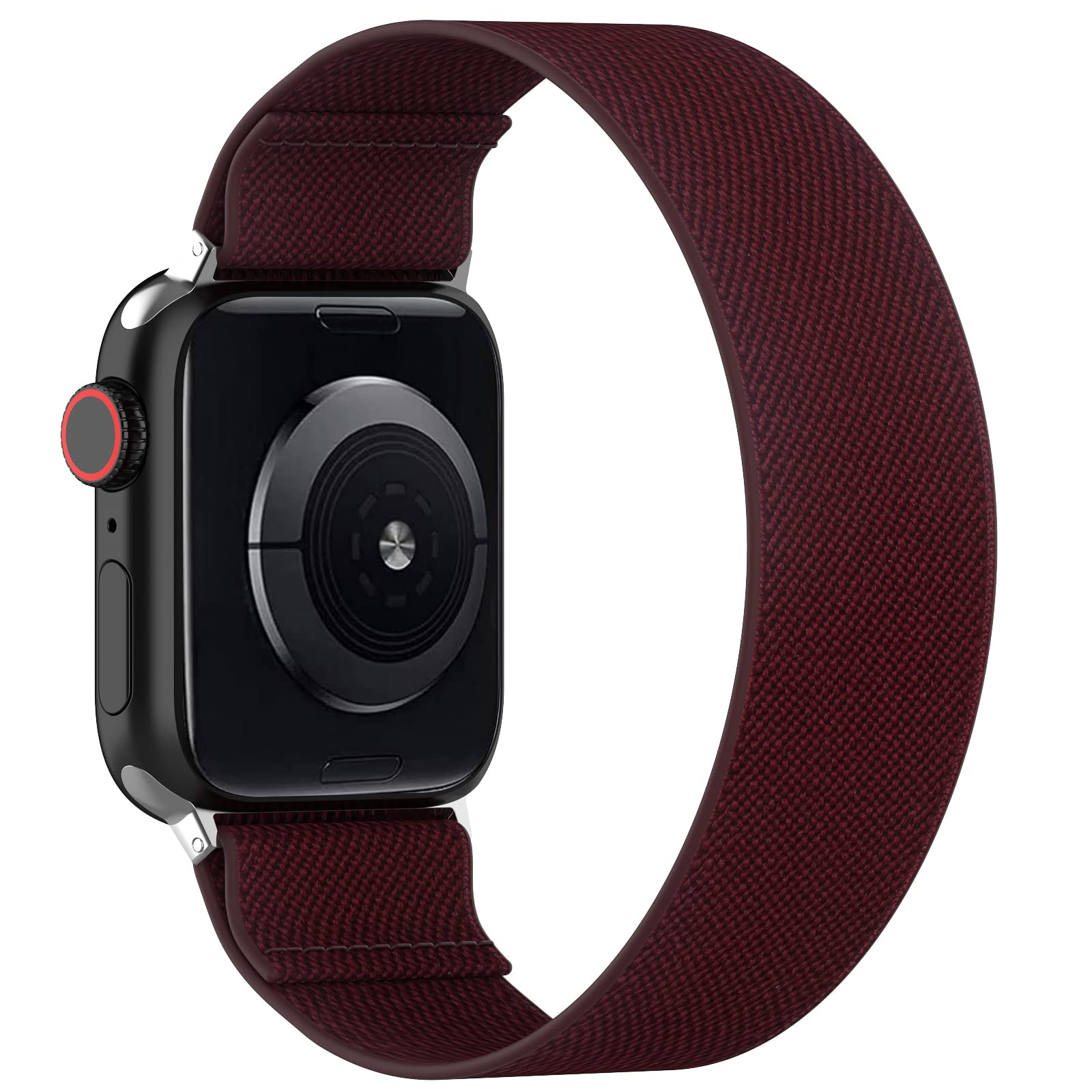 BMBEAR Stretchy Solo Loop Bands Compatible with Apple Watch 38mm 40mm 41mm Braided Elastic Weave Nylon Wristbands Women Men Straps for iWatch Series 7/6/5/4/3/2/1/SE Dark Black — view 10
