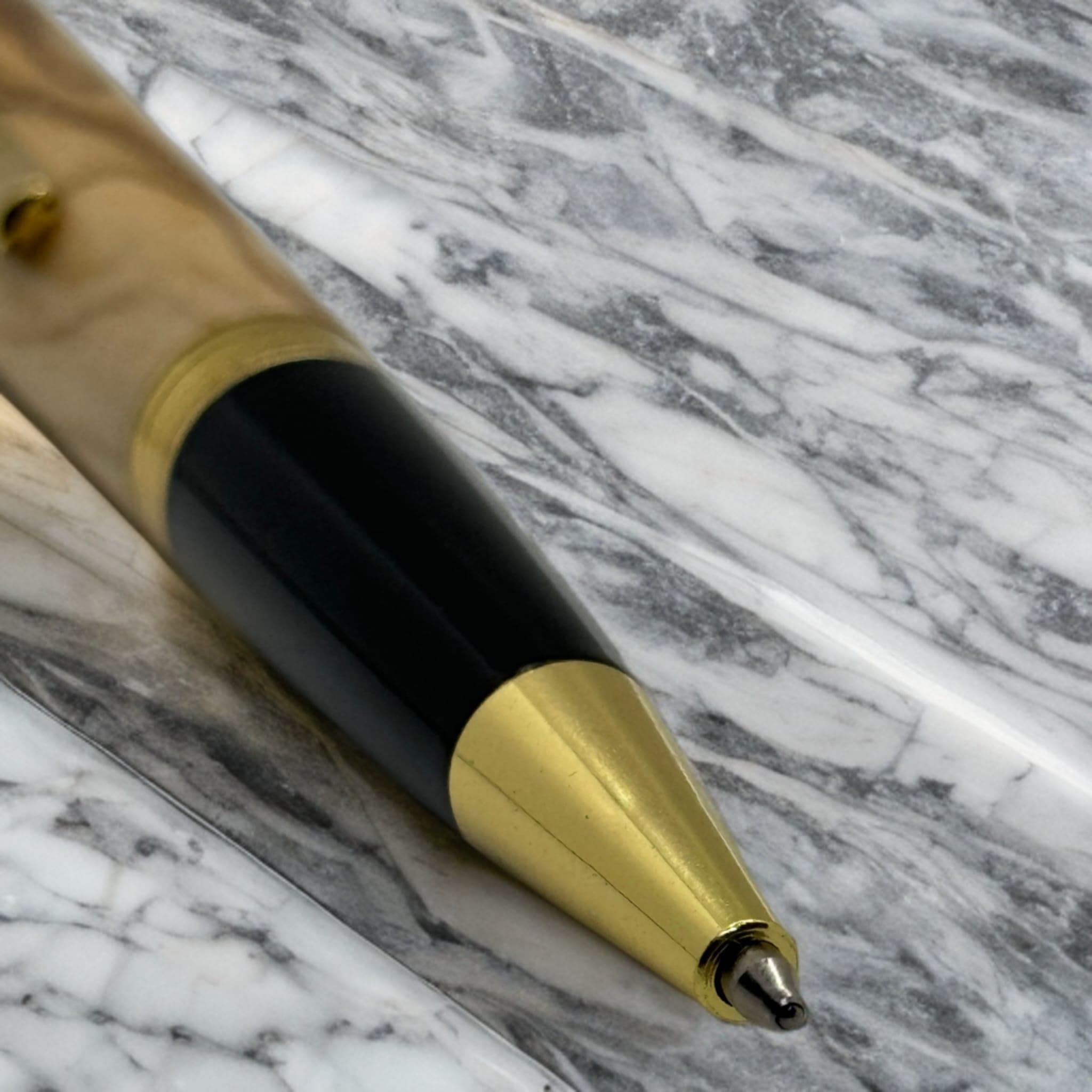 LN Roma Tintenroller und Kugelschreiber, Großraummine, schwarze Tinte, handgefertigt, elegant, Geschenkbox (Gold-Olivenholz)