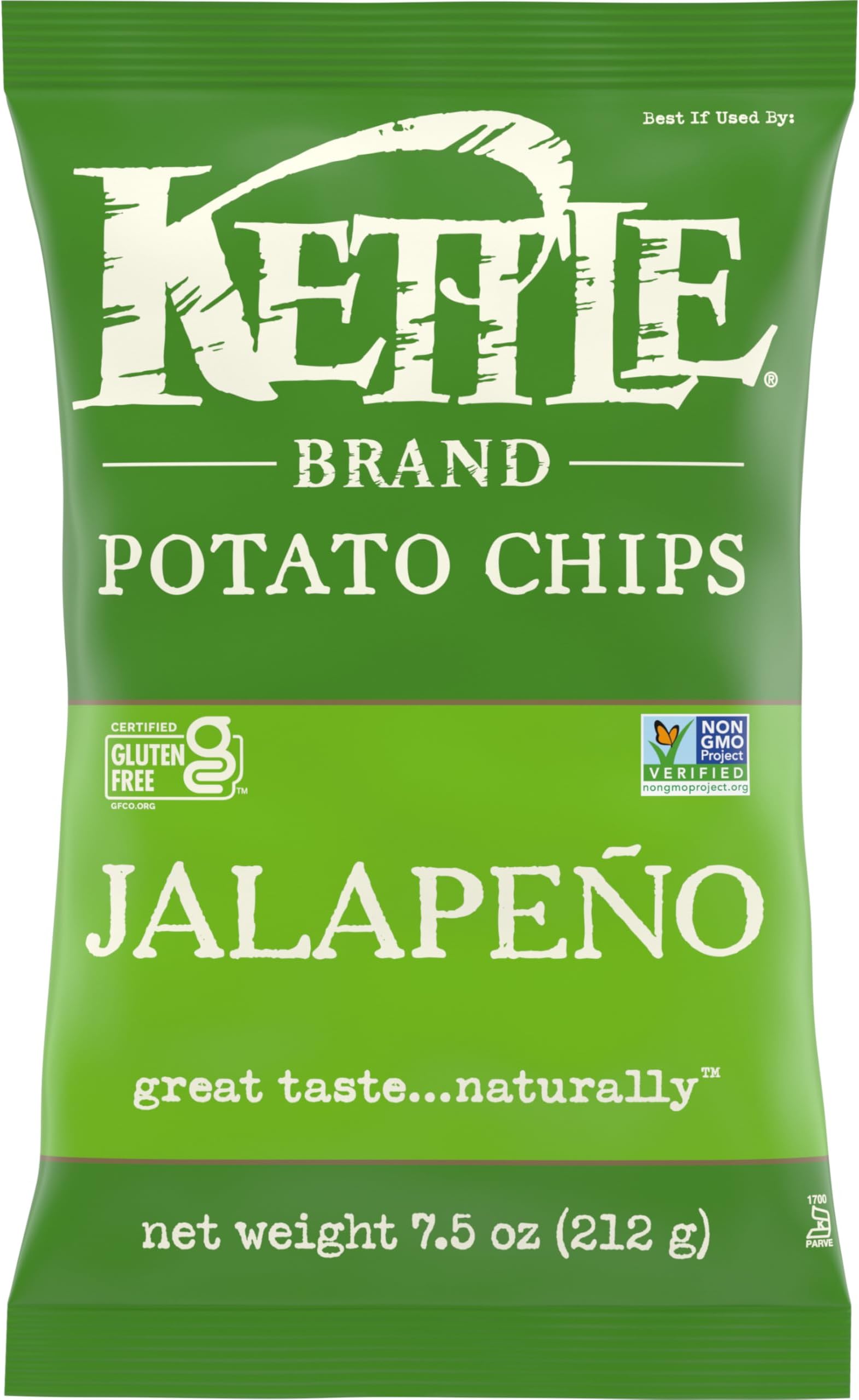 Kettle Brand Potato Chips, Jalapeno Kettle Chips, 7.5 Oz