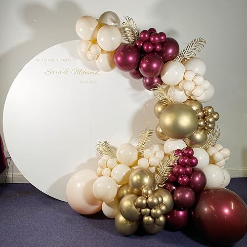 Miniatura 6 de Kit de arco de guirnalda de globos color borgoña, 119 globos color burdeos, globos de látex dorado metálico para el día de San Valentín, boda,