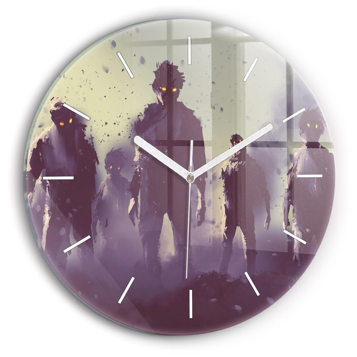 Horloge en verre silencieuse Wallfluent 30 cm mécanisme sans tic-tac motif Zombie la Nuit