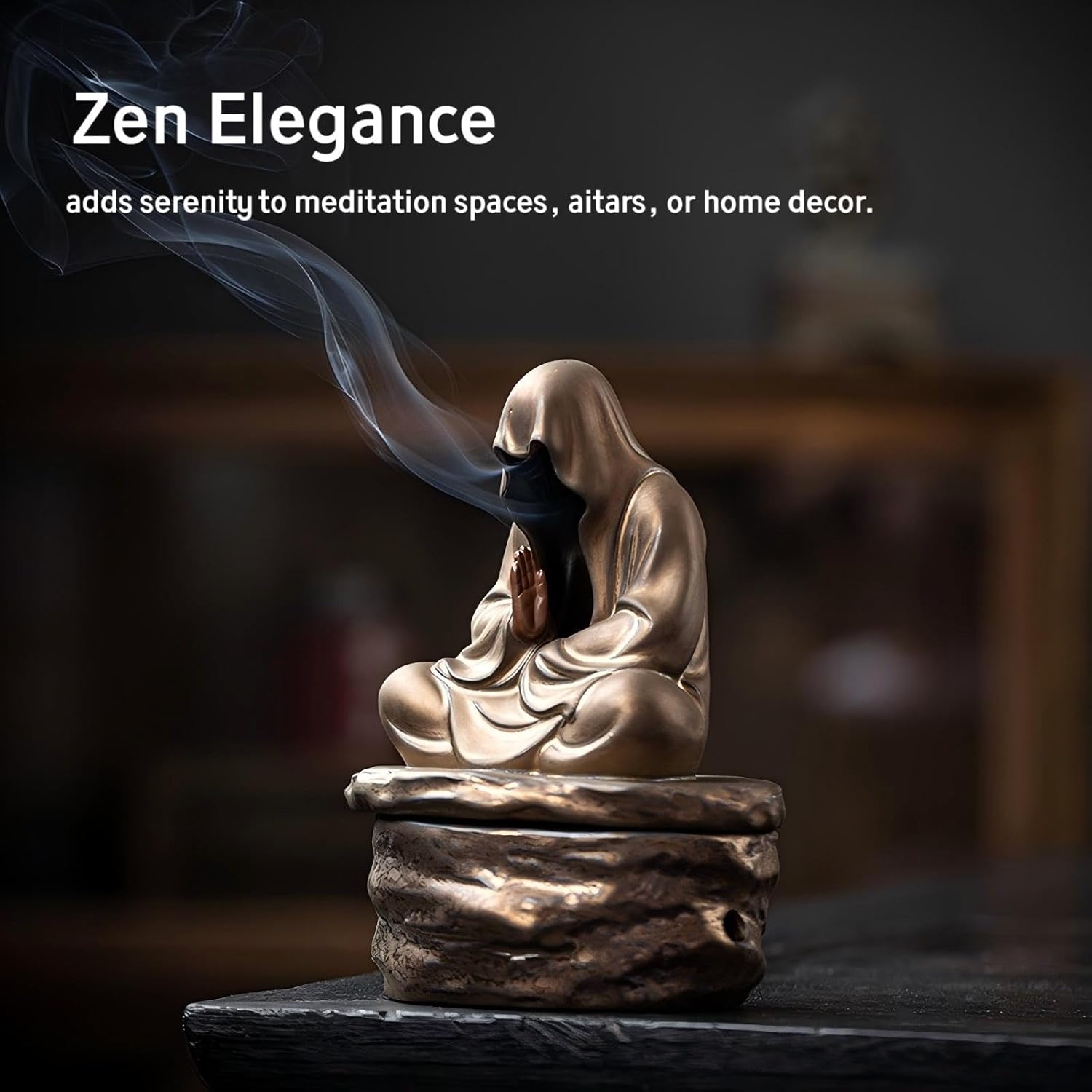 Ceramic Faceless Buddha Incense Burner - Cone/Coil Incense Holder for Zen Meditation, Home Decor to Ward Off Negativity