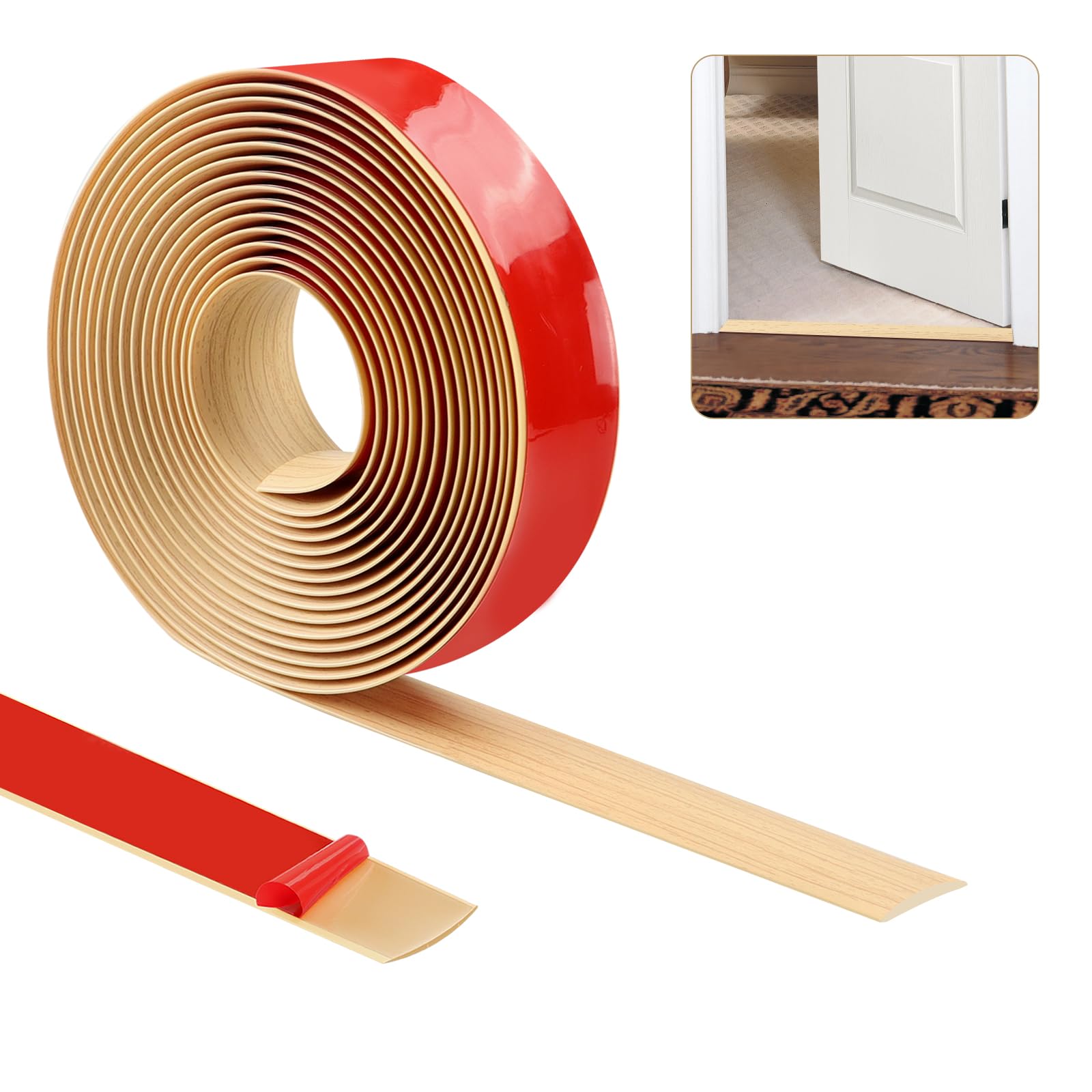 Ztvowto Oak Grain 600Cm×5Cm Threshold Strip,Carpet Door Trim Stripstrips, Floor Transition Strips, Self Adhesive Floor Door Divider Strip, Flat Laminate Profile Flooring Edge Trim Strip(Oak Grain)