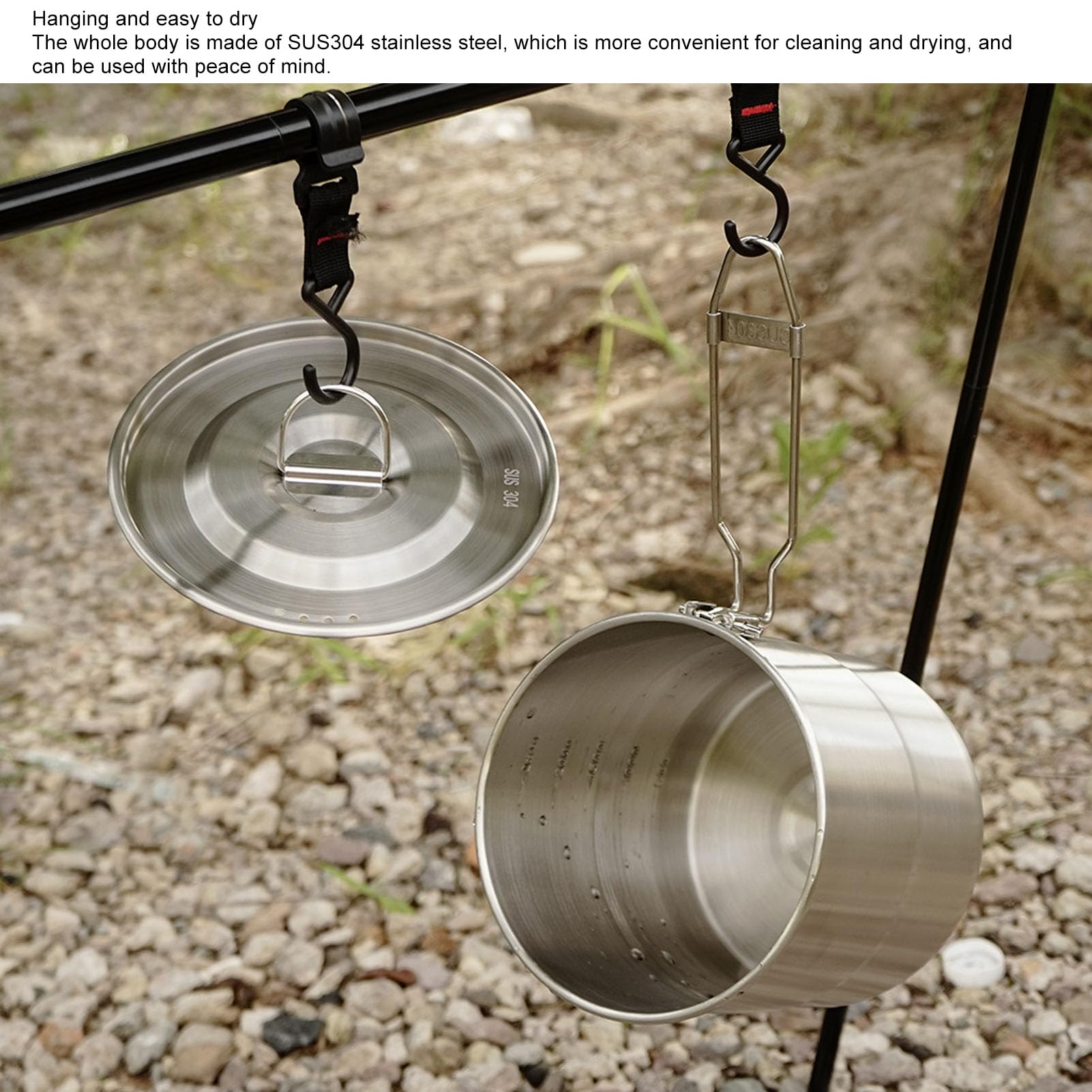 Camping-Topf, 3 l, 304 Edelstahl, tragbarer Metall-Reiskocher, Camping-Kochgeschirr für Outdoor-Wandern, Kochen
