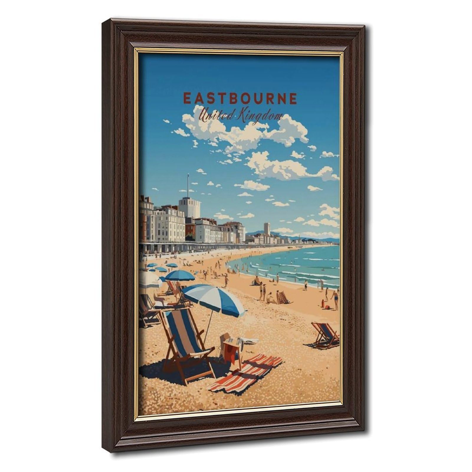 Bareronor Mokume Gane Frame-Style Eastbourne Travel Canvas Poster For Home Decor Gift