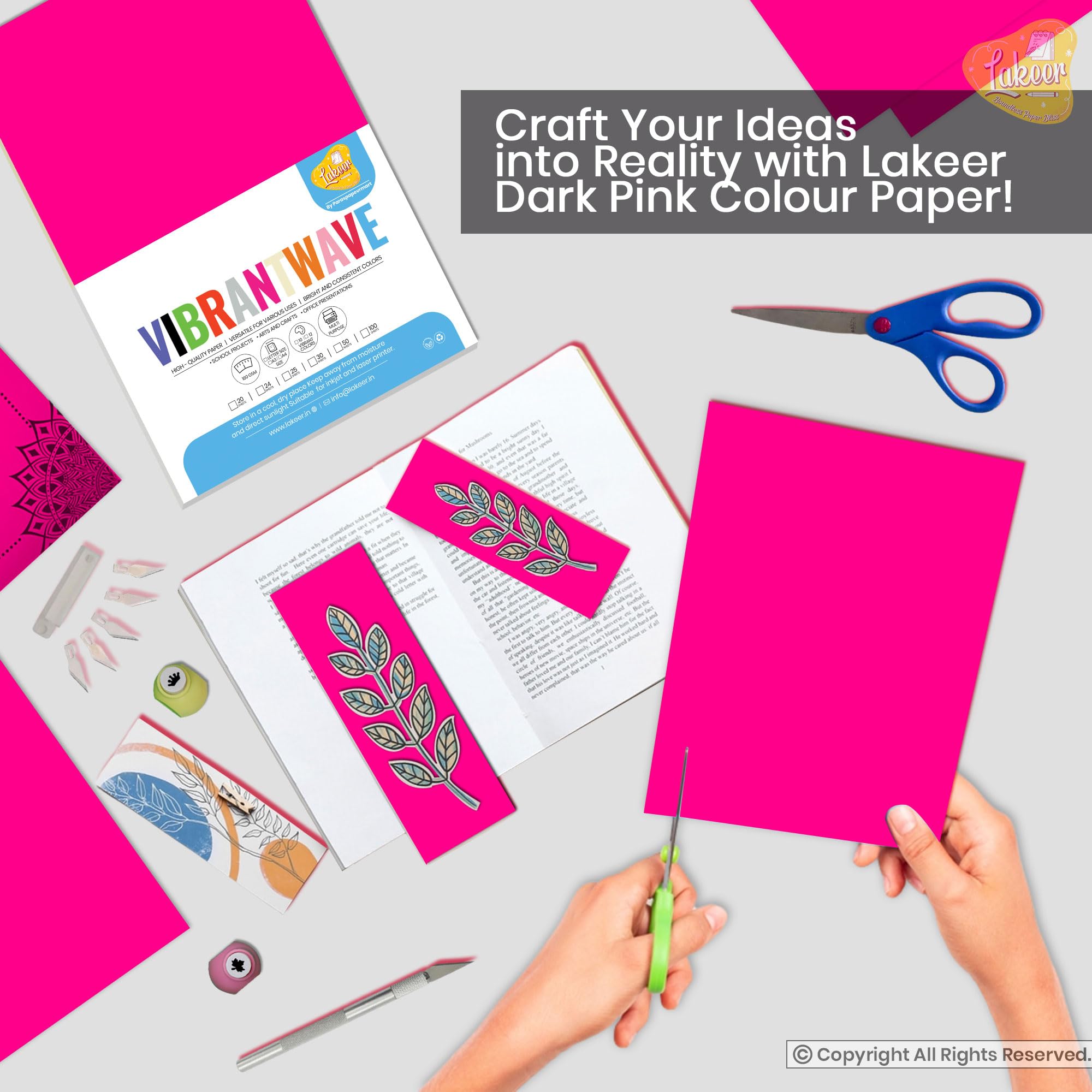 Lakeer A4 Color Paper 20 Sheets (Dark Pink) Premium Colour 180 GSM Pack for Copy Printing, DIY Art & Craft, Projects, Decoration, Other Office Printing 2