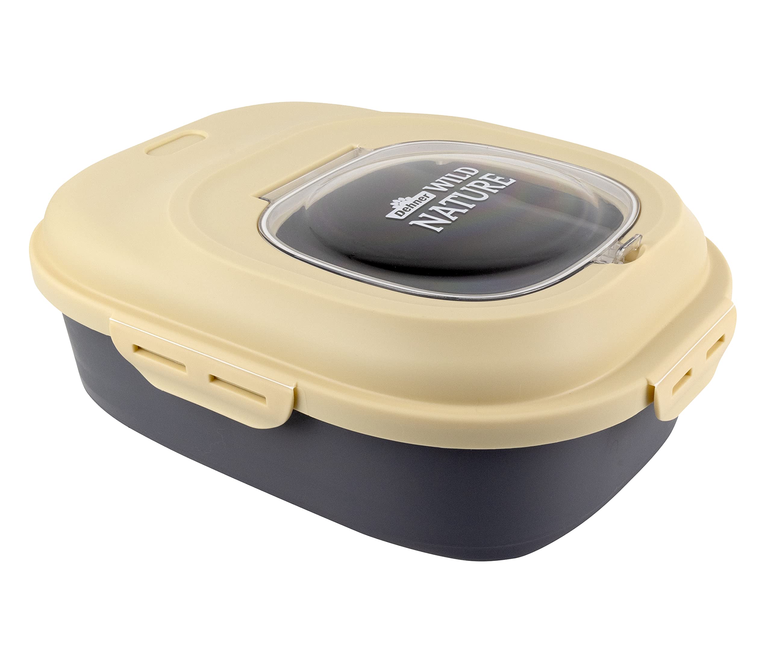 Dehner Wild Nature - Contenedor para comida (33 x 37,5 x 45 cm, 25 L, plástico), color beige y gris