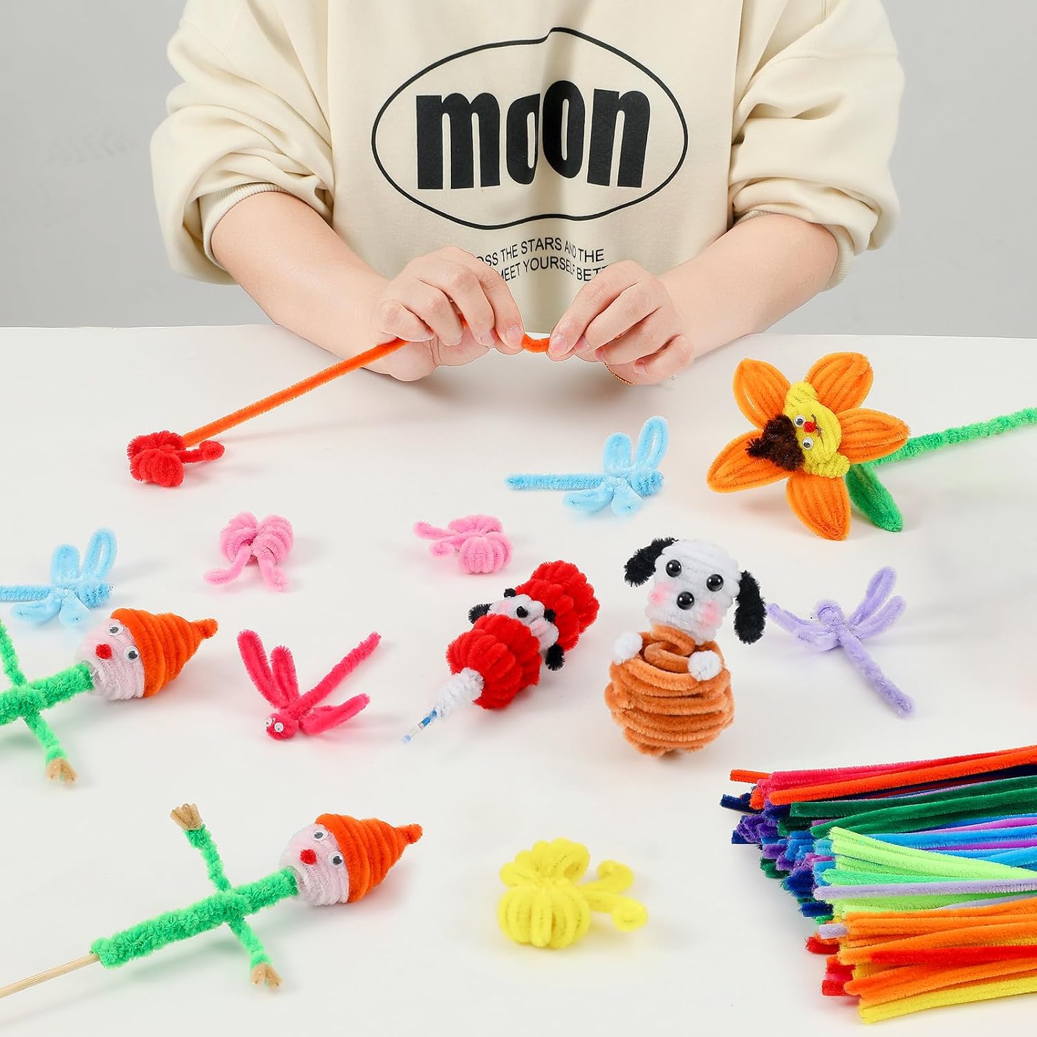 1000Pcs Multi-Colored Pipe Cleaners, Chenille Stems for Arts & Crafts, DIY Decorations, 20 Assorted Colors (12-Inch) for Creative Projects, Multi-Colored-2