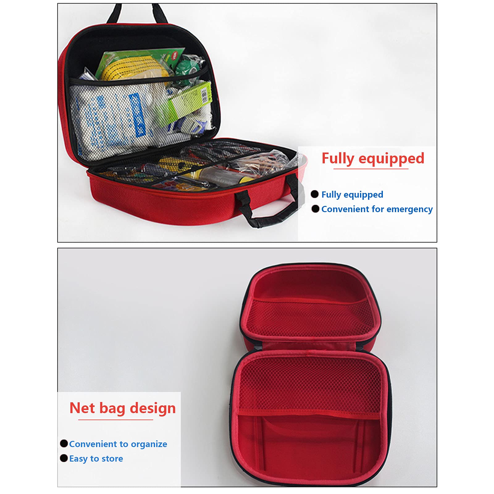 Juego Botiquín Primeros Auxilios Portátil Gran Capacidad, Senderismo En Coche Al Aire Libre, Botiquín Primeros Auxilios para Acampar Botiquín Médico,Negro,20 * 12 * 20CM