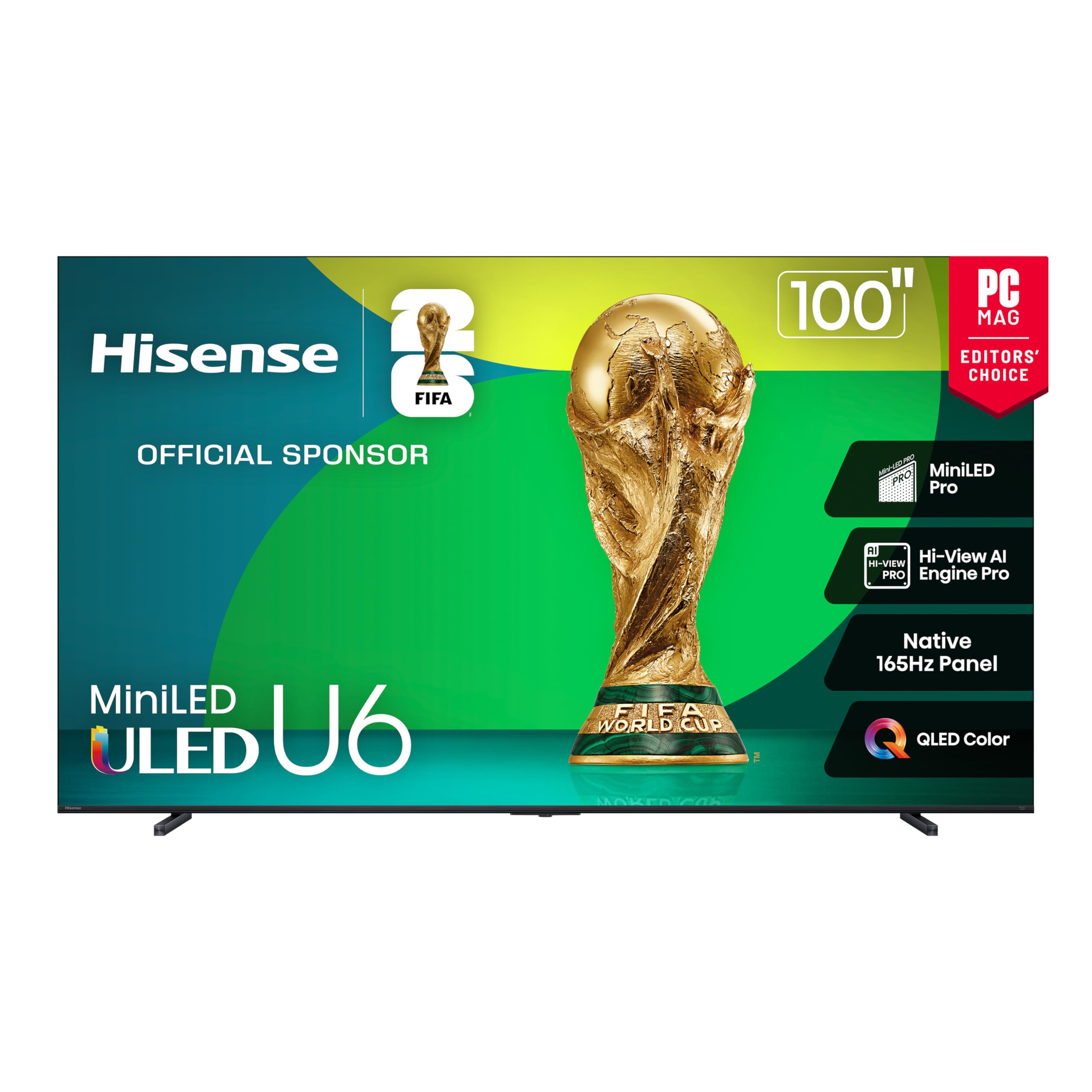 Hisense 100" Class U6 Series Best Value Mini-LED 4K UHD Smart HDR Gaming Fire TV (100U65QF, 2025 Model) - QLED, Native 144Hz, Anti-Glare, Dolby Vision IQ, Dolby Atmos, Game Mode Pro, Alexa Built in