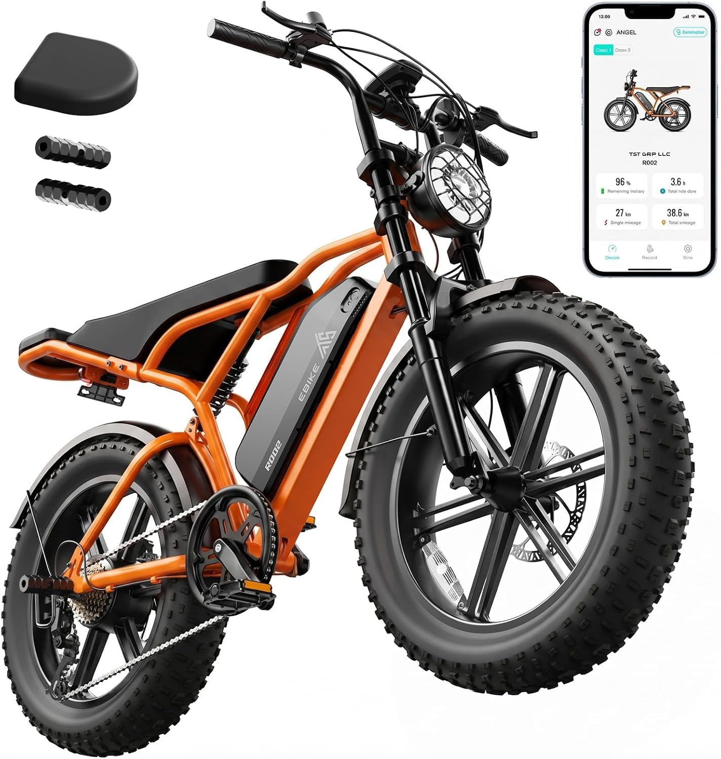 TST Electric Bike 48V 15/25Ah Battery 2000W Peak Motor, 20 * 4.0 Fat Tire