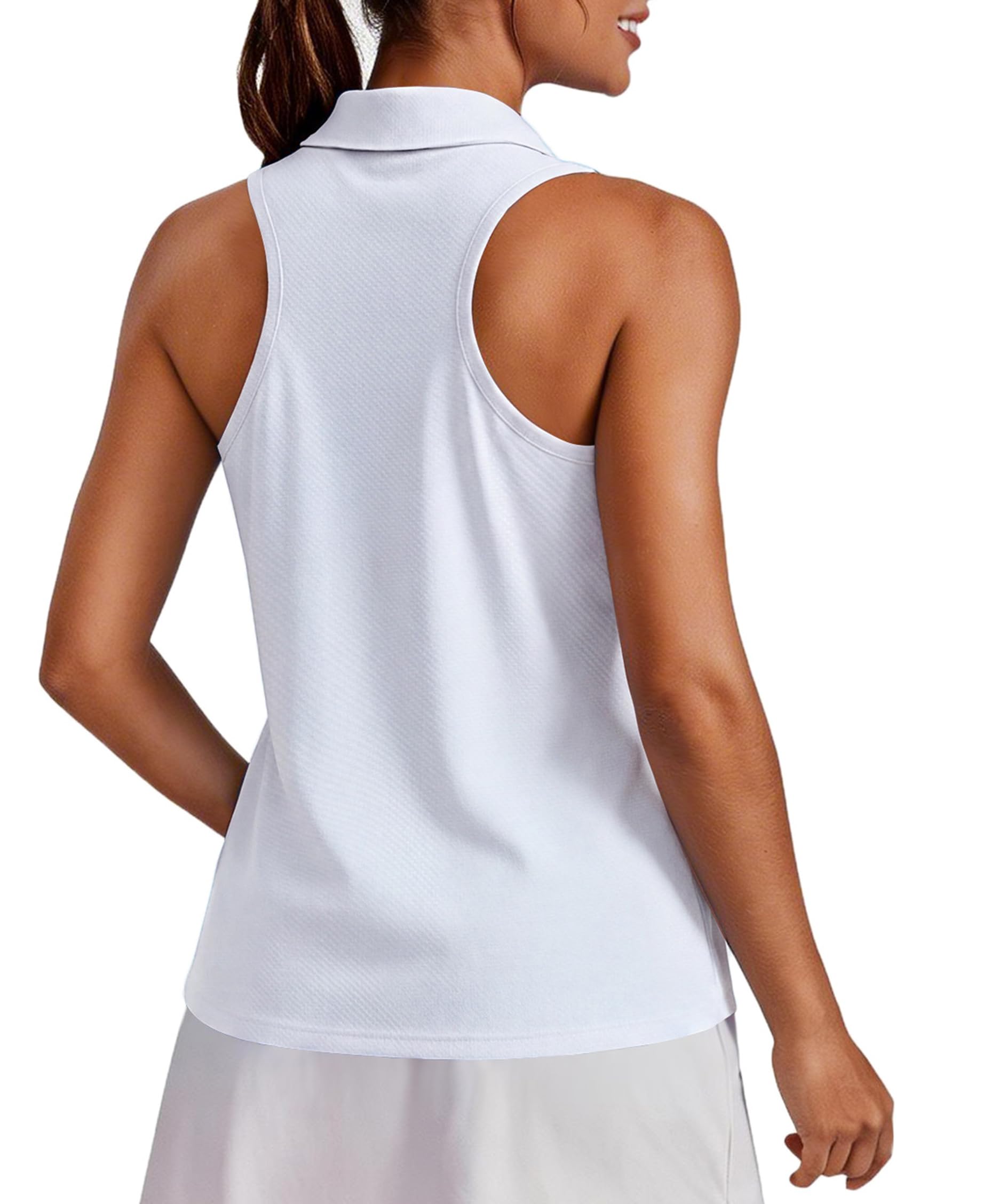 PINSPARK Womens Golf Shirt UPF 50+ Collared Shirts Sleeveless Tennis Tanks