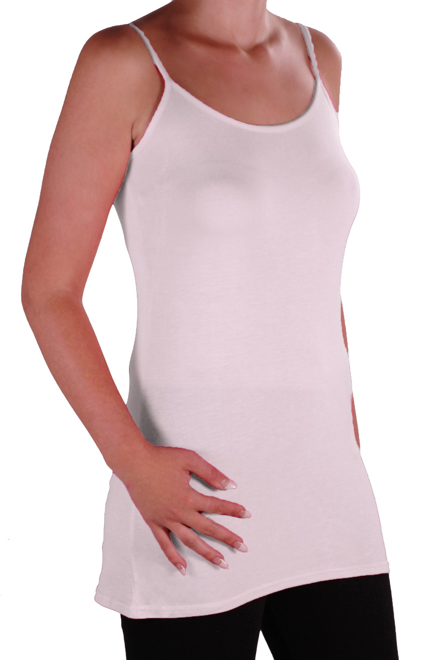 EyeCatch TM - Angelique Womens Strappy Cami Top Ladies Plus Size Long Camisole Vest White Size 18